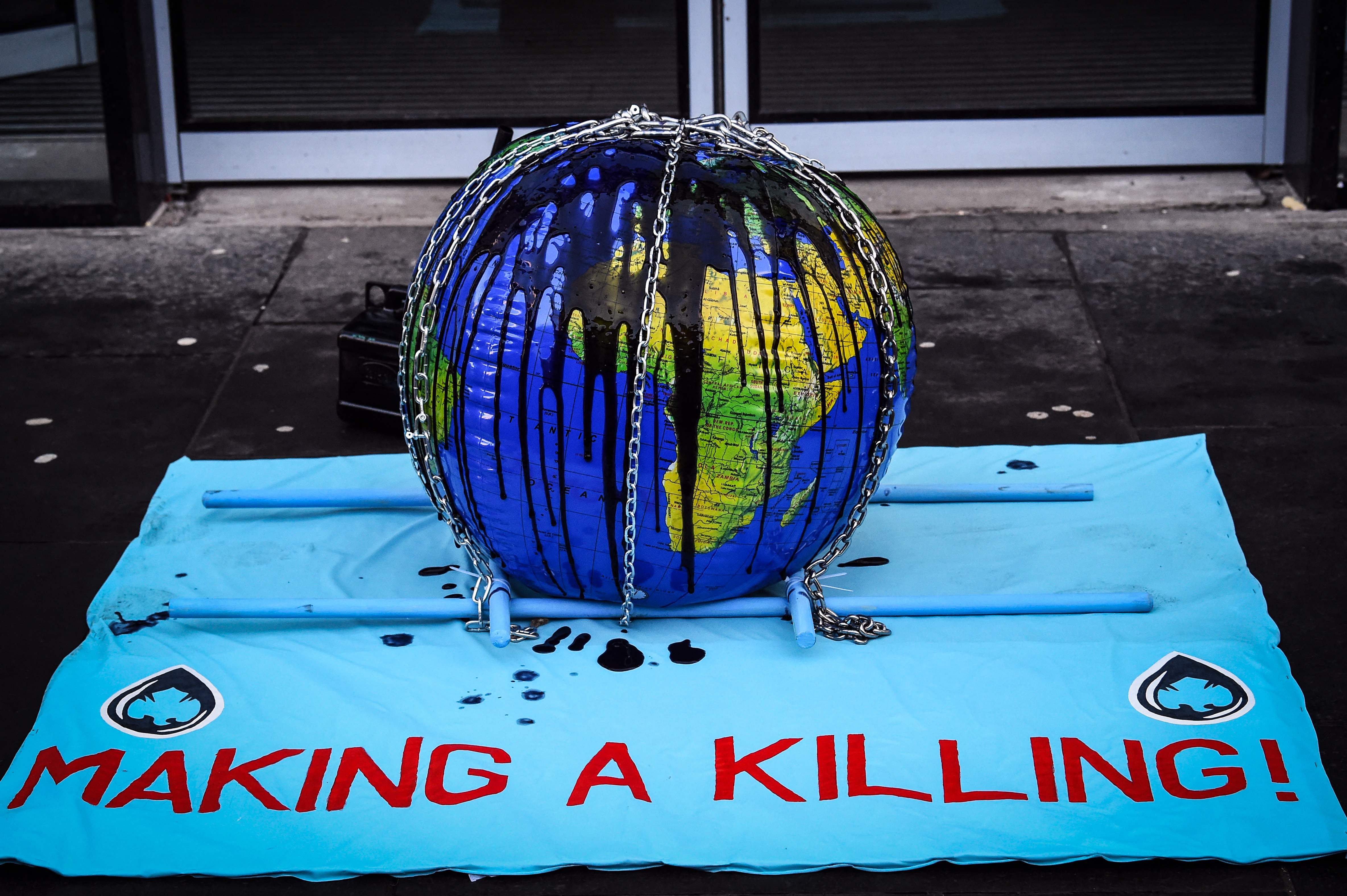 An XR protest outside a branch of Barclays Bank in Glasgow in January