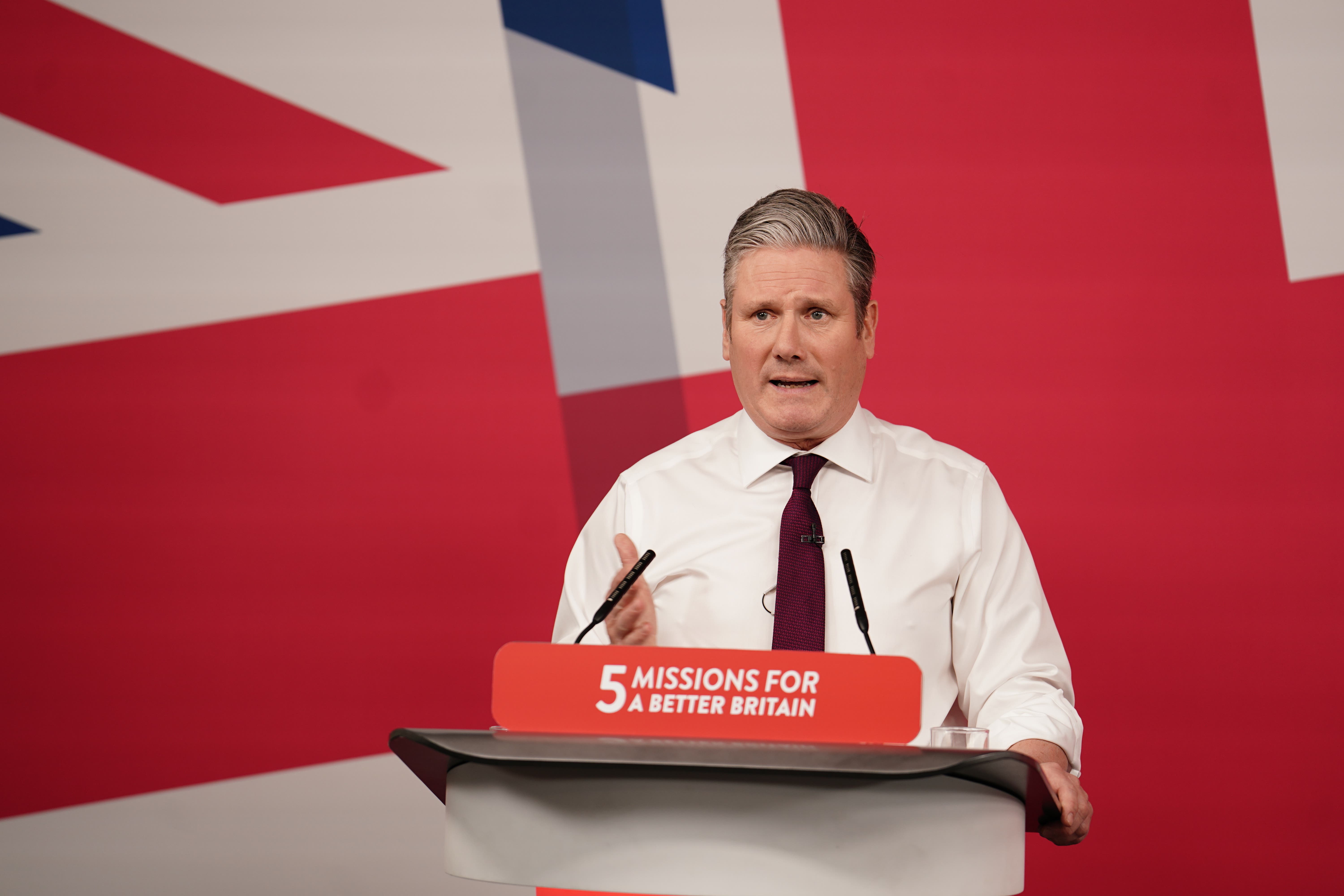 Sir Keir Starmer during the press conference (Jordan Pettitt/PA)