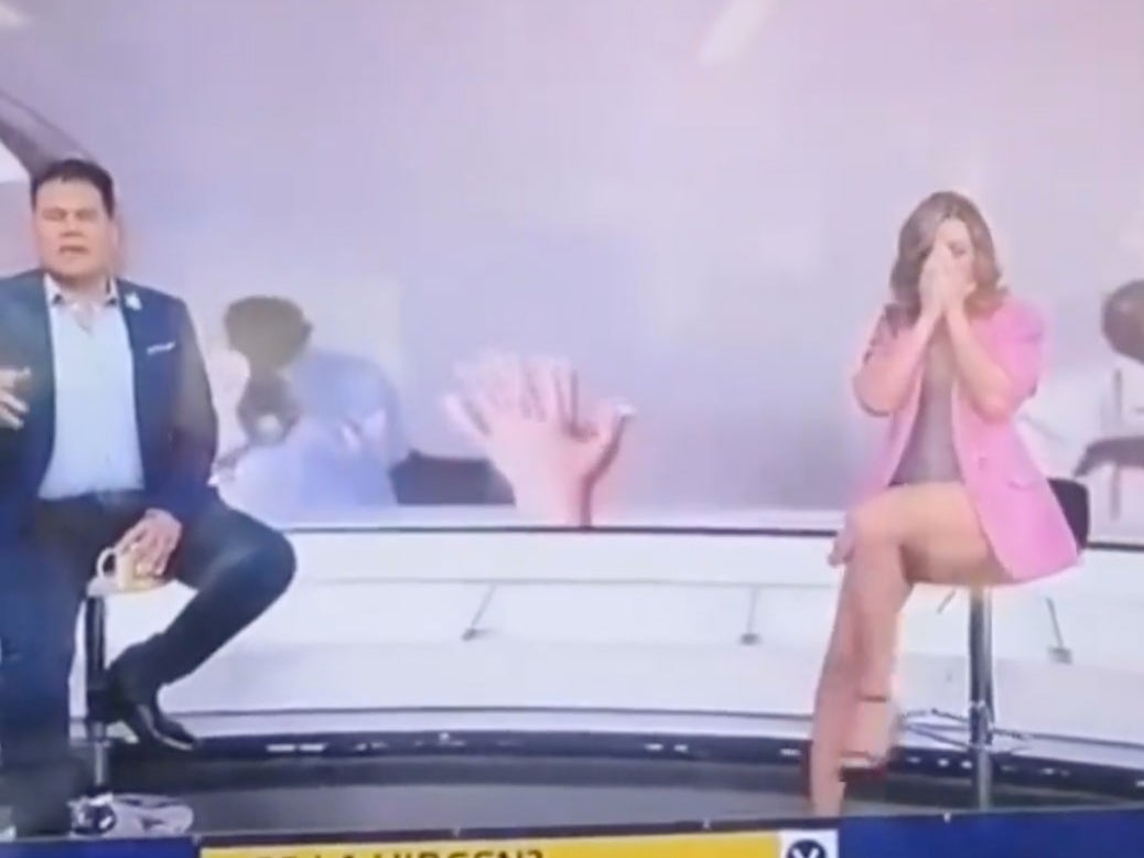 Garrido was seen holding her face before she suddenly collapsed on the studio floor