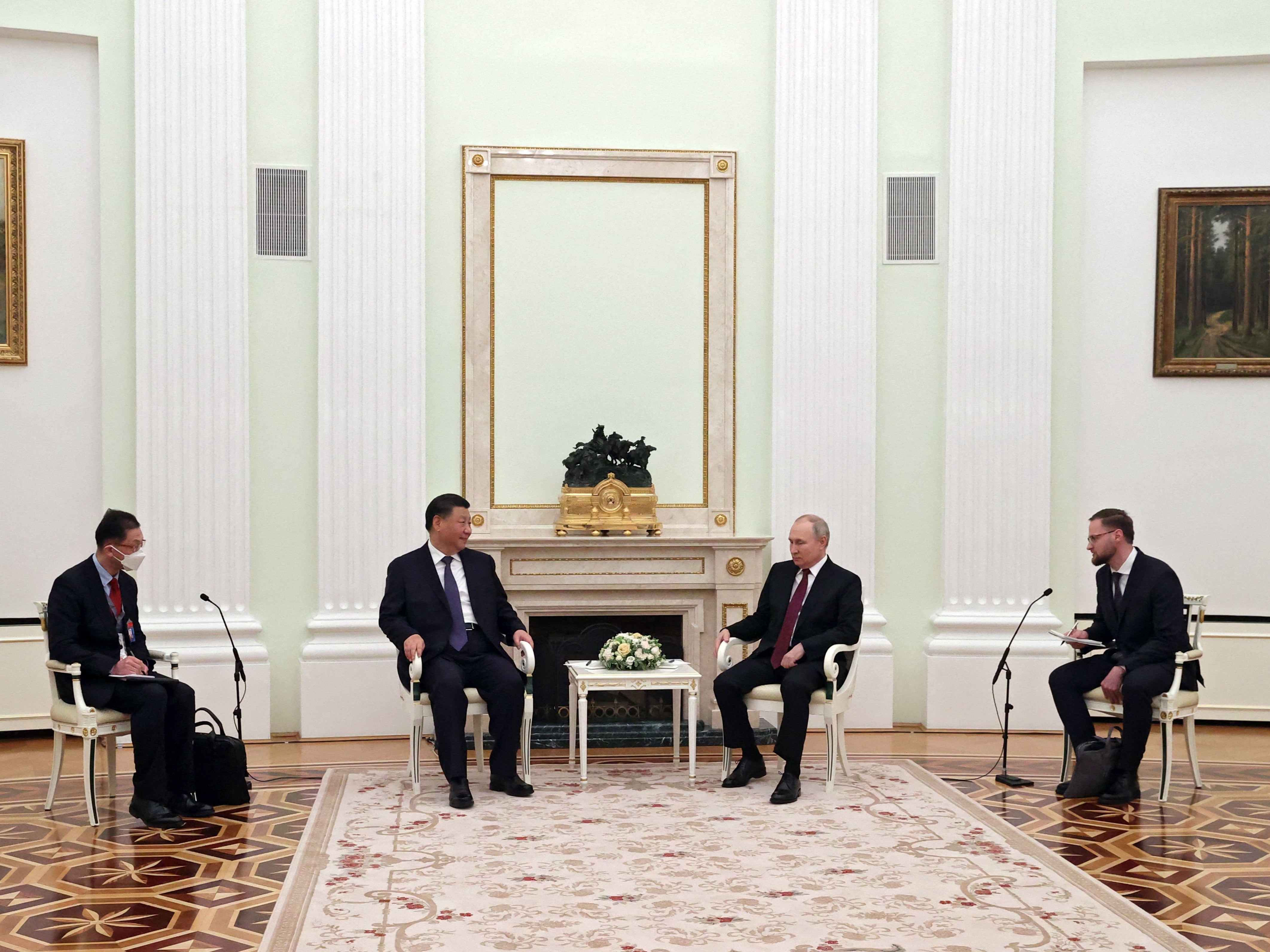 Russian President Vladimir Putin meets with China’s President Xi Jinping at the Kremlin in Moscow on 20 March 2023