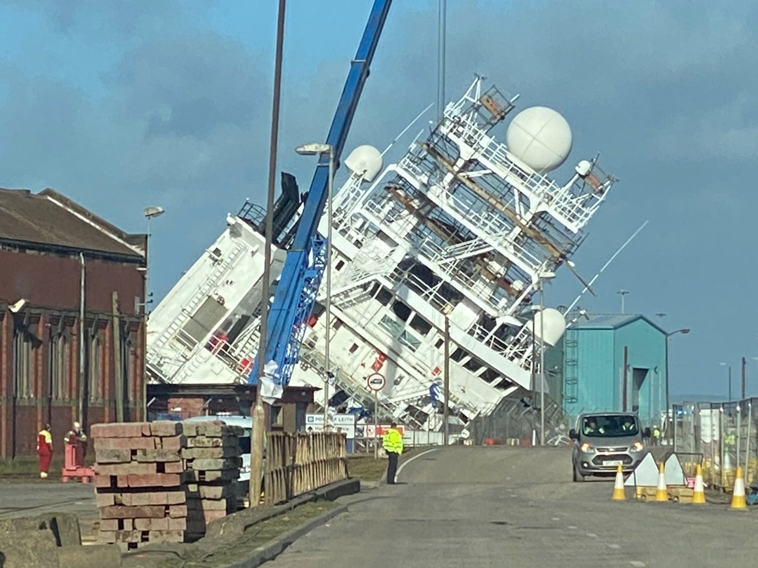 Leith port accident: Dozens injured as huge ship topples over in dry dock during strong winds