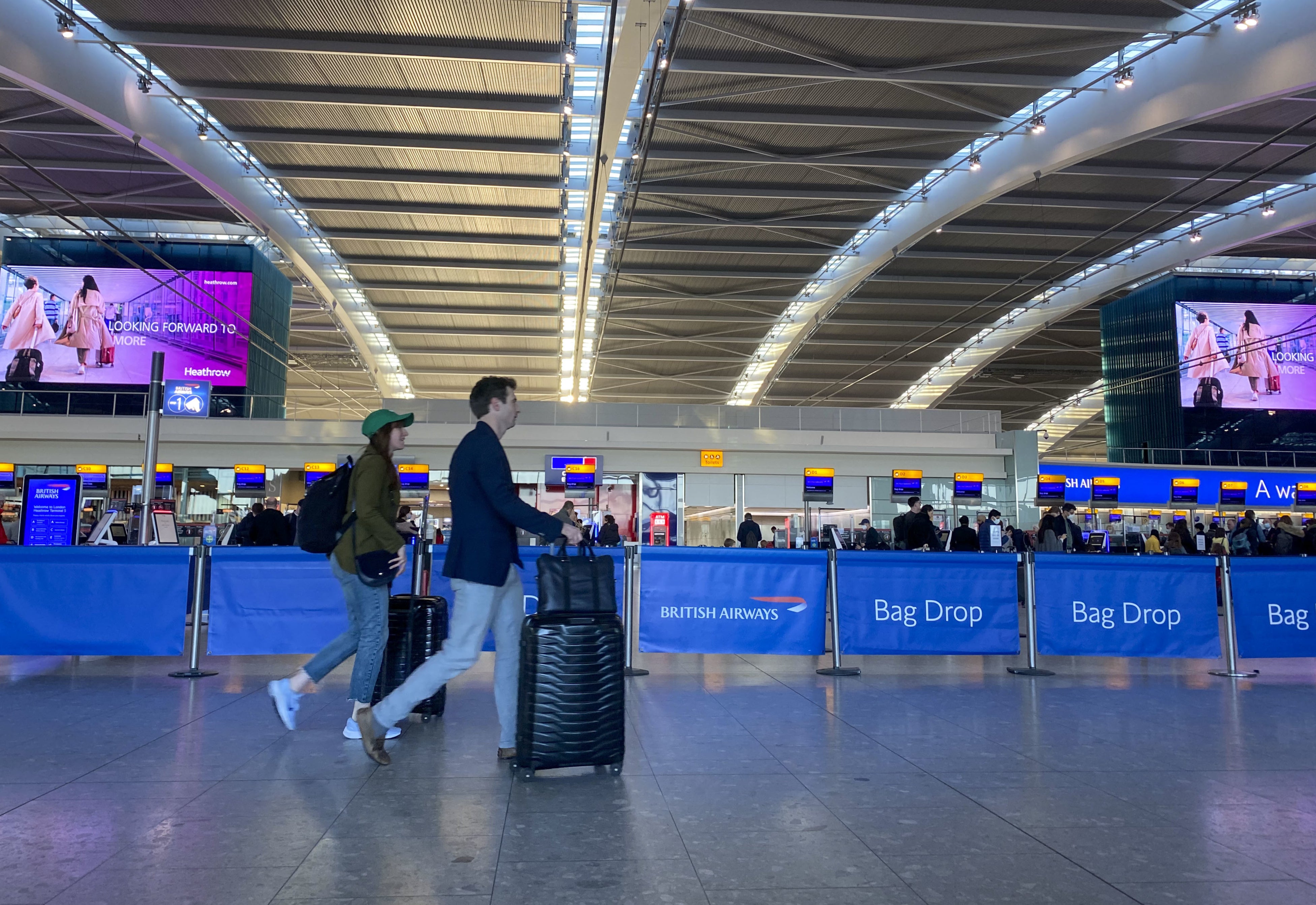 Passengers checking in at Heathrow’s Terminal 5 as schools closed for Easter last year