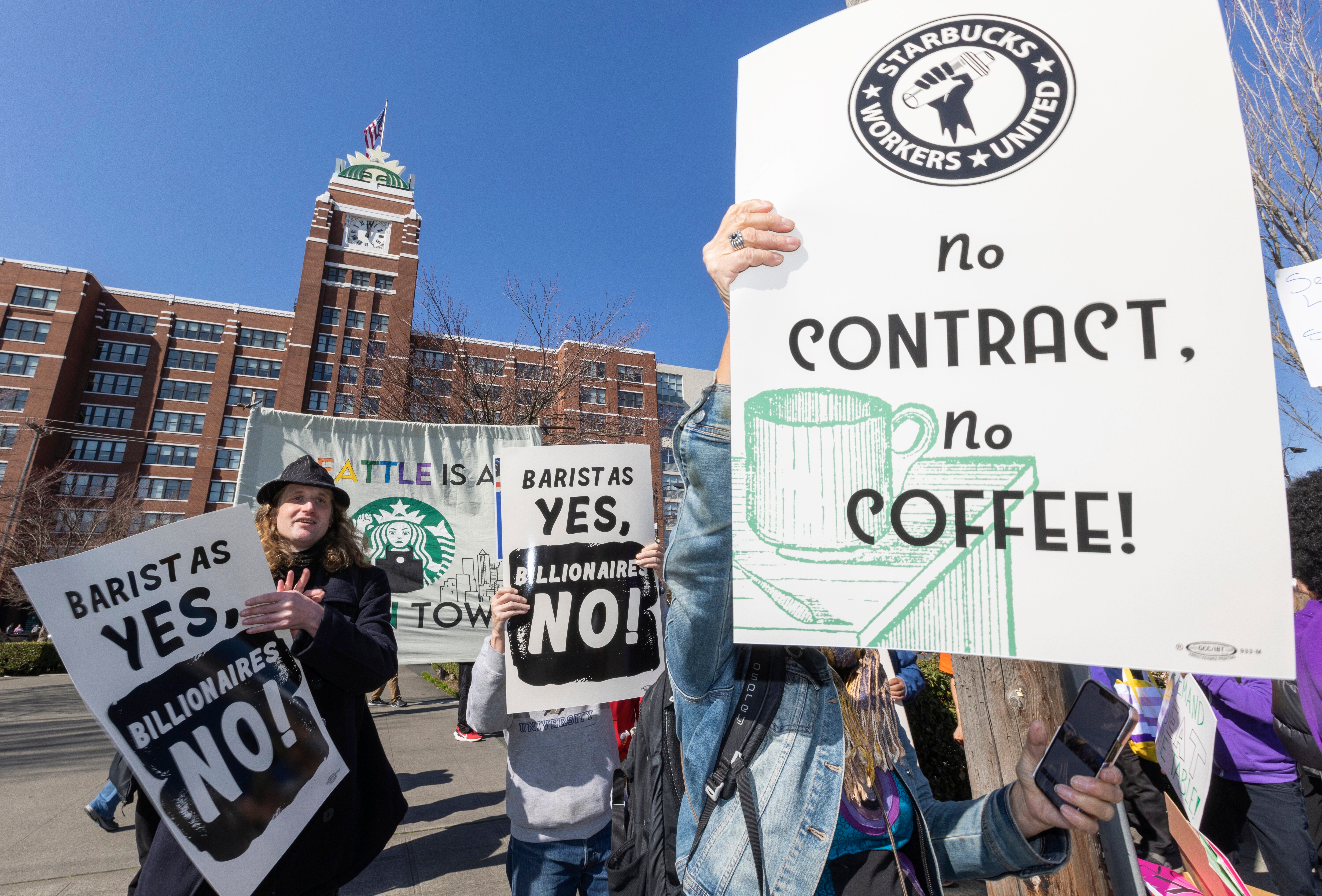 Starbucks workers protest before annual shareholder meeting
