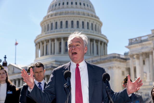 <p>Former VP candidate Tim Kaine has given a three-word warning to federal employees considering Trump's eight-month salary buyout to quit</p>