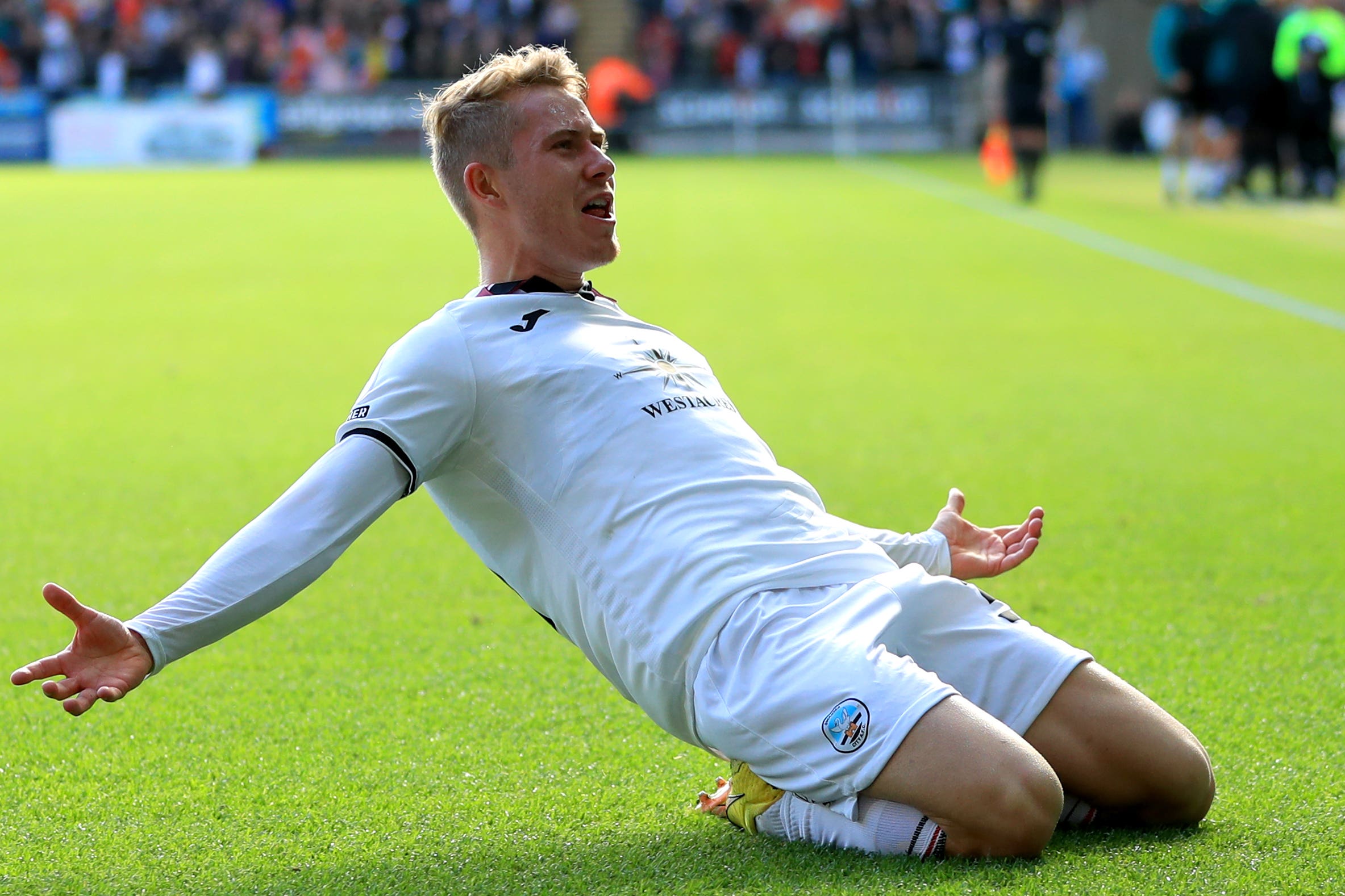 Ollie Cooper’s form for Swansea this season has won him a call-up into the Wales squad (Bradley Collyer/PA)