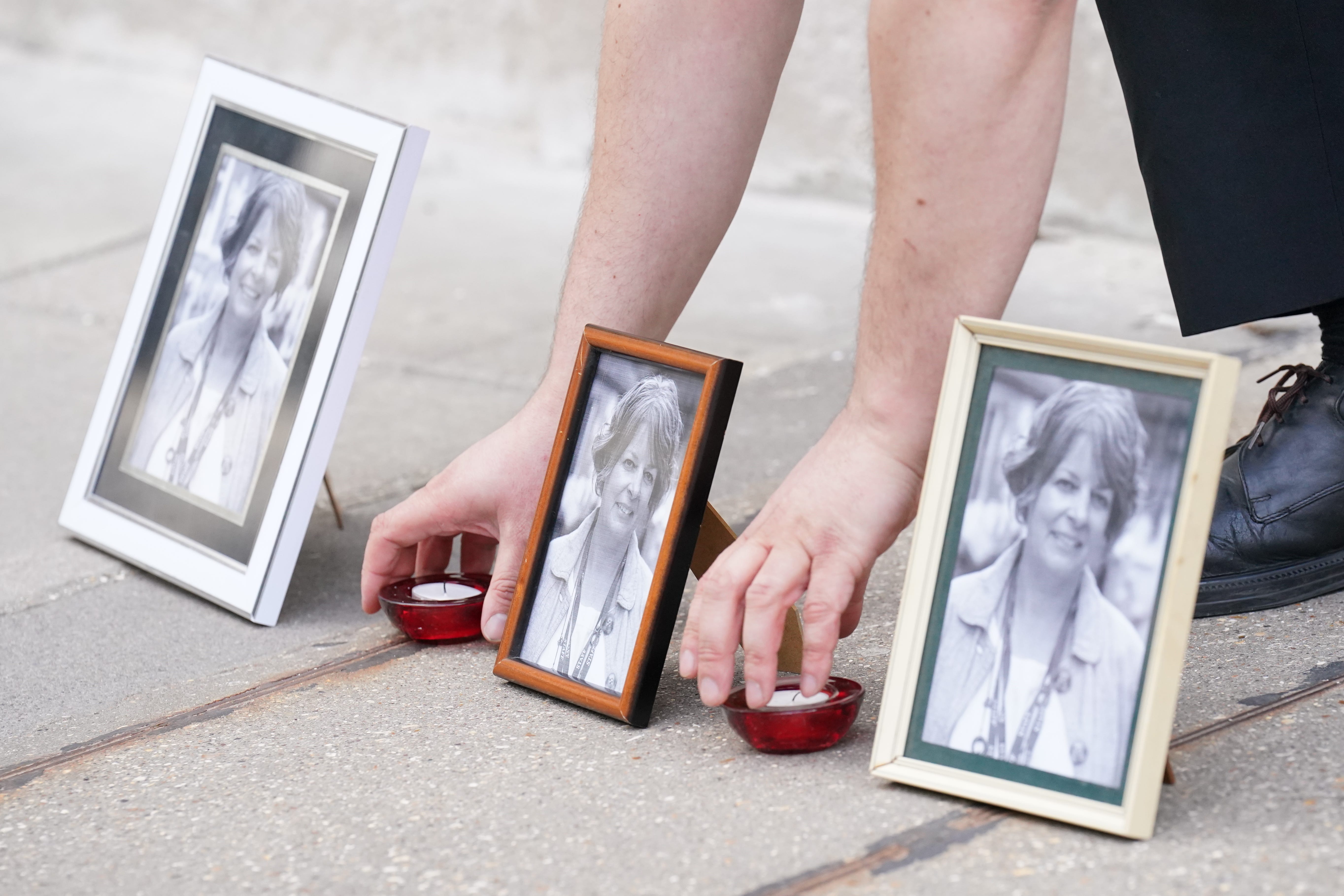 Pictures of Ruth Perry at the vigil (Jonathan Brady/PA)