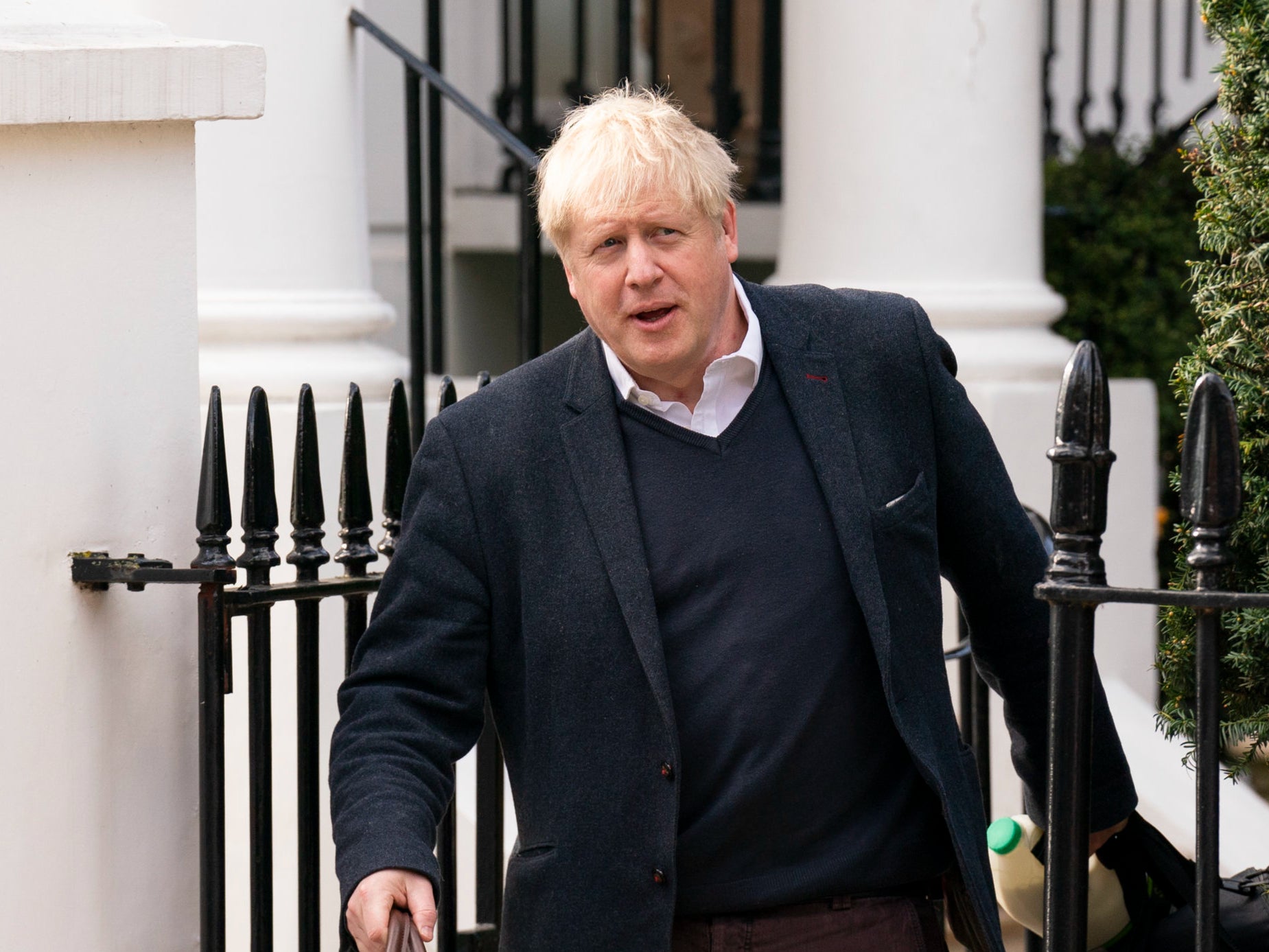 Boris Johnson leaves his home the day before the Parliamentary hearing