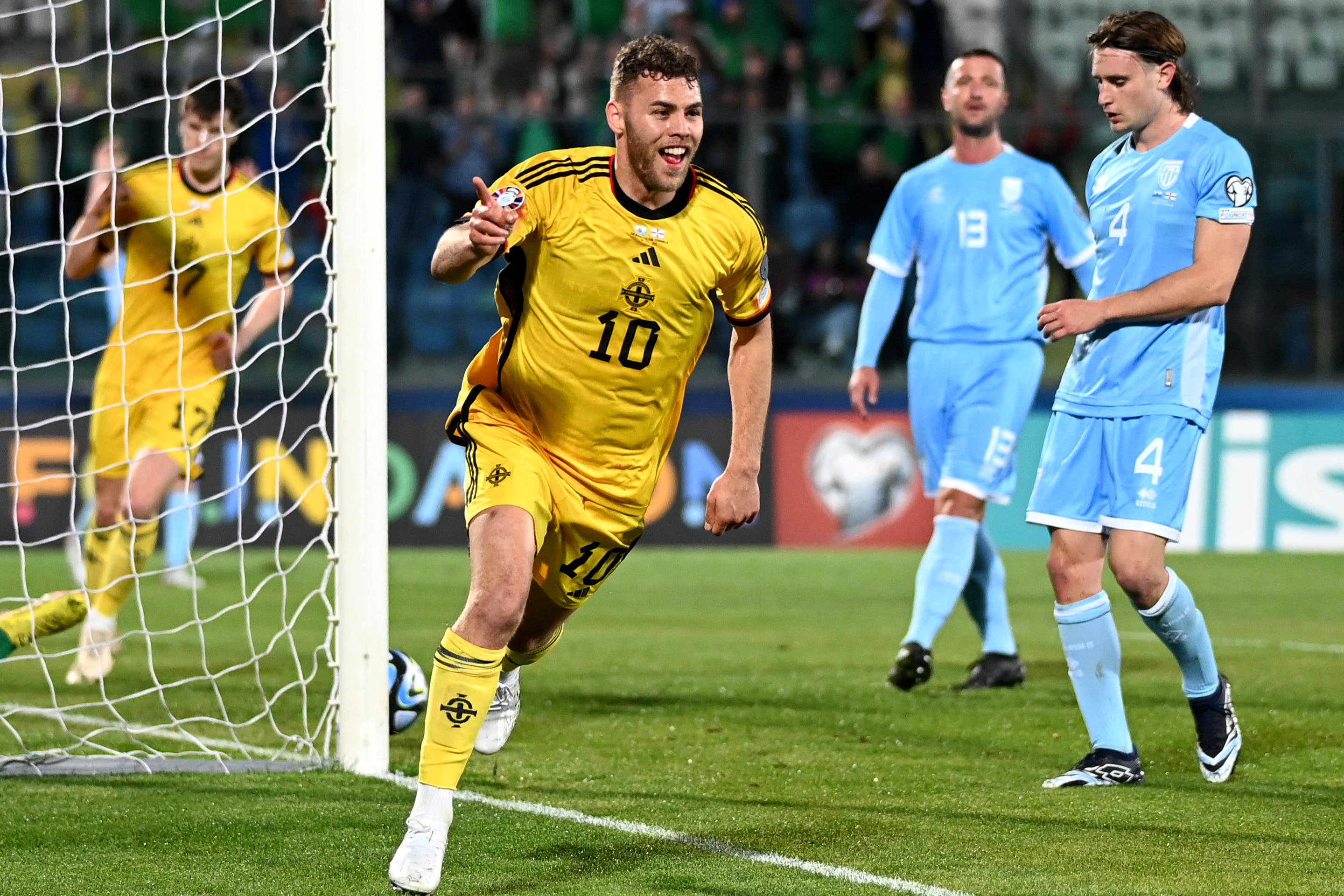 Dion Charles scored both goals in Northern Ireland’s win over San Marino (Gianluca Ricci/PA)