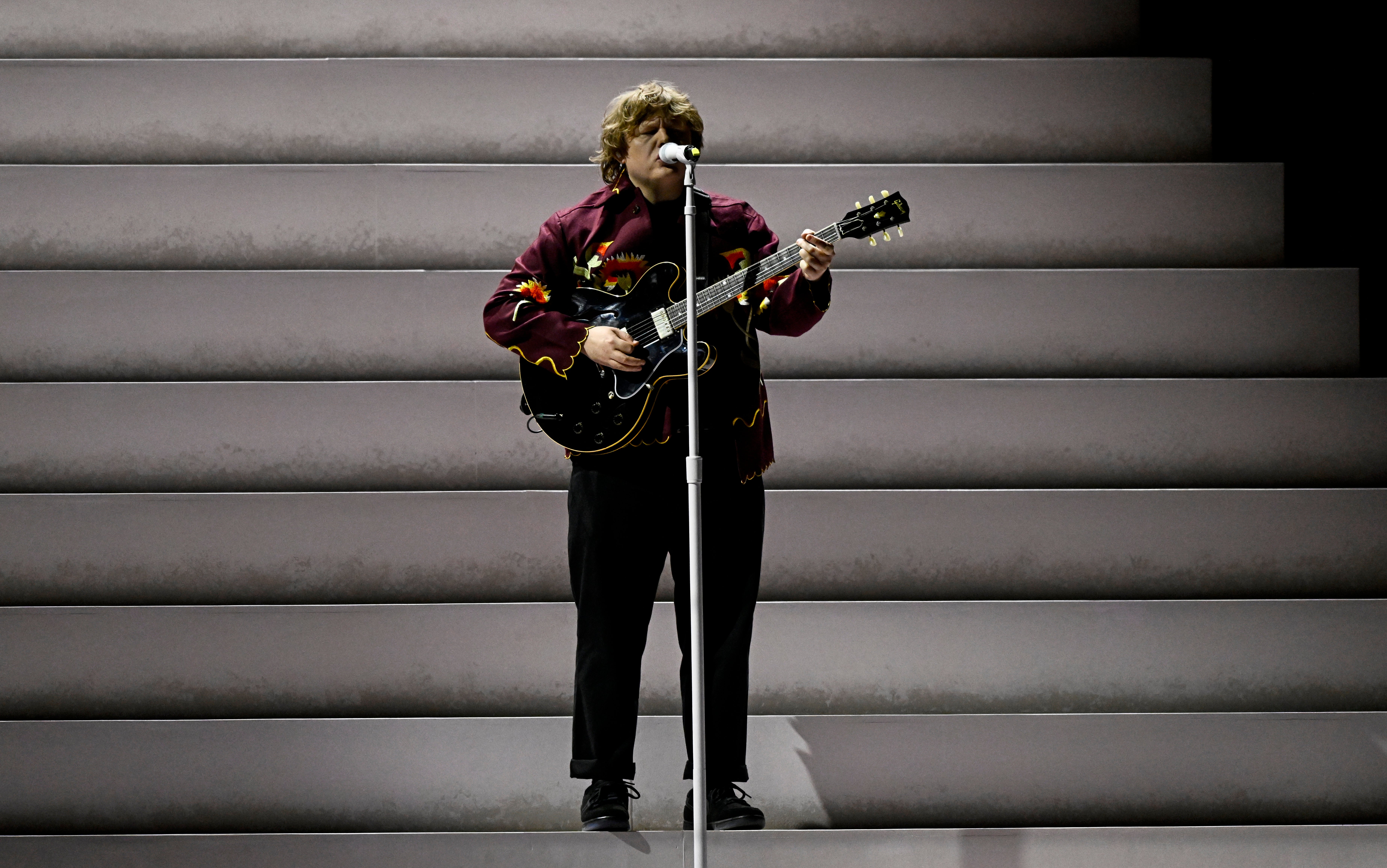 Lewis Capaldi performing at the Brits