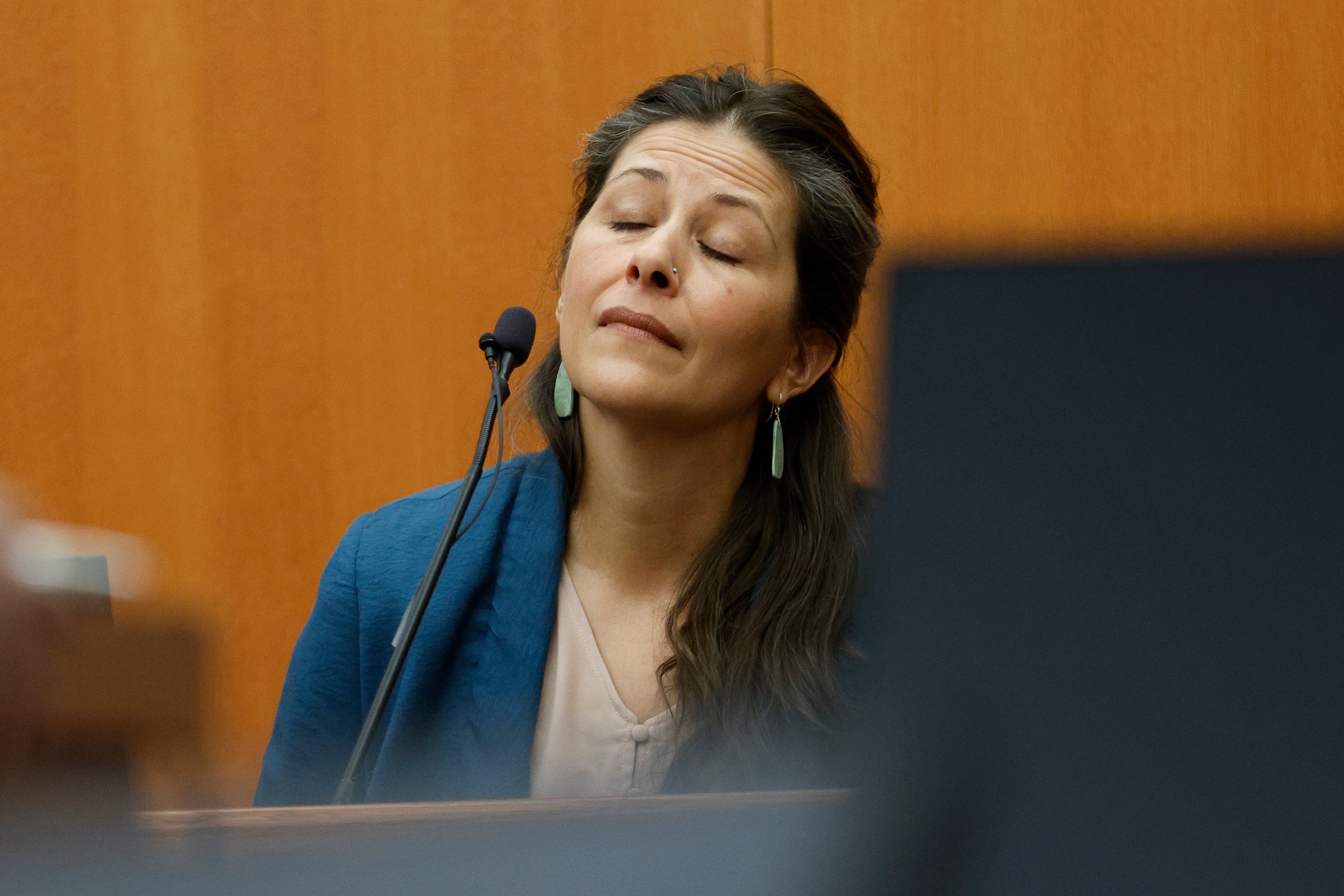 Polly Grasham, daughter of Terry Sanderson, reacts to questioning in court on Thursday, March 23, 2023, in Park City, Utah.