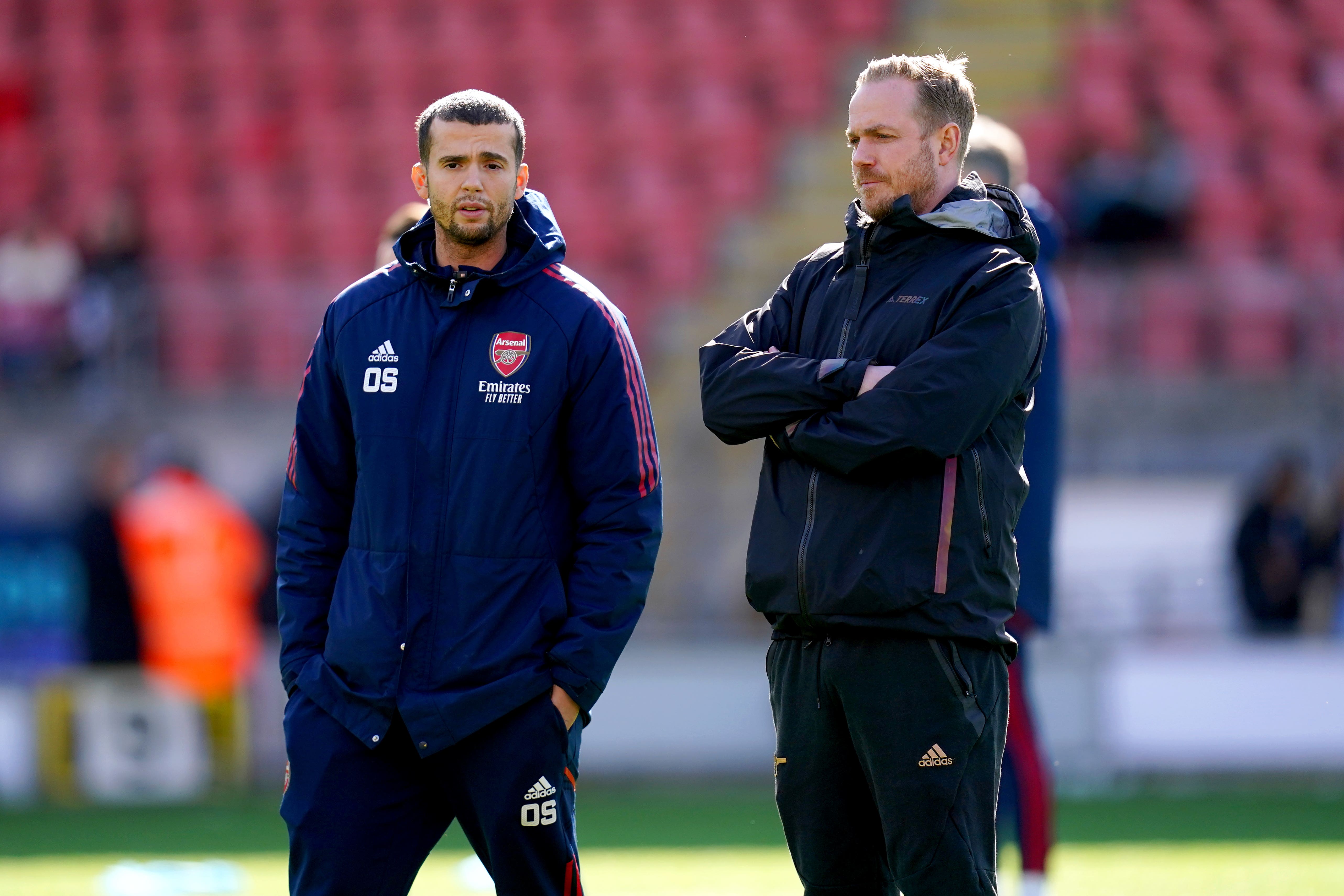 Jonas Eidevall, right, watched Arsenal earn an emphatic 5-1 win over Tottenham (John Walton/PA)