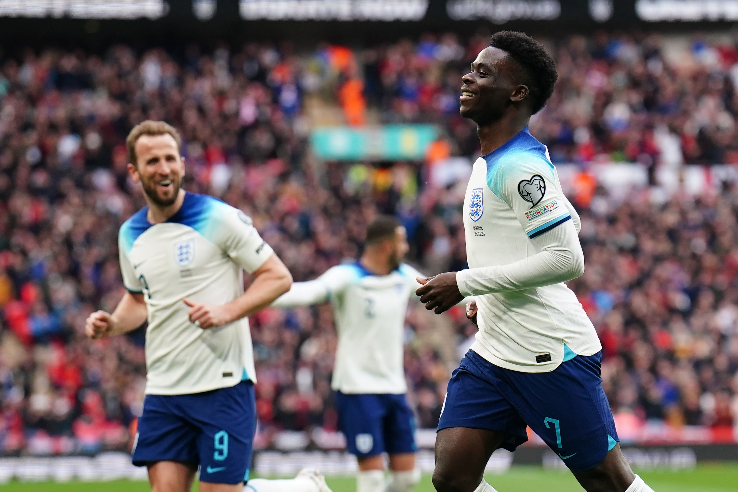 Bukayo Saka and Harry Kane struck for England (Zac Goodwin/PA)