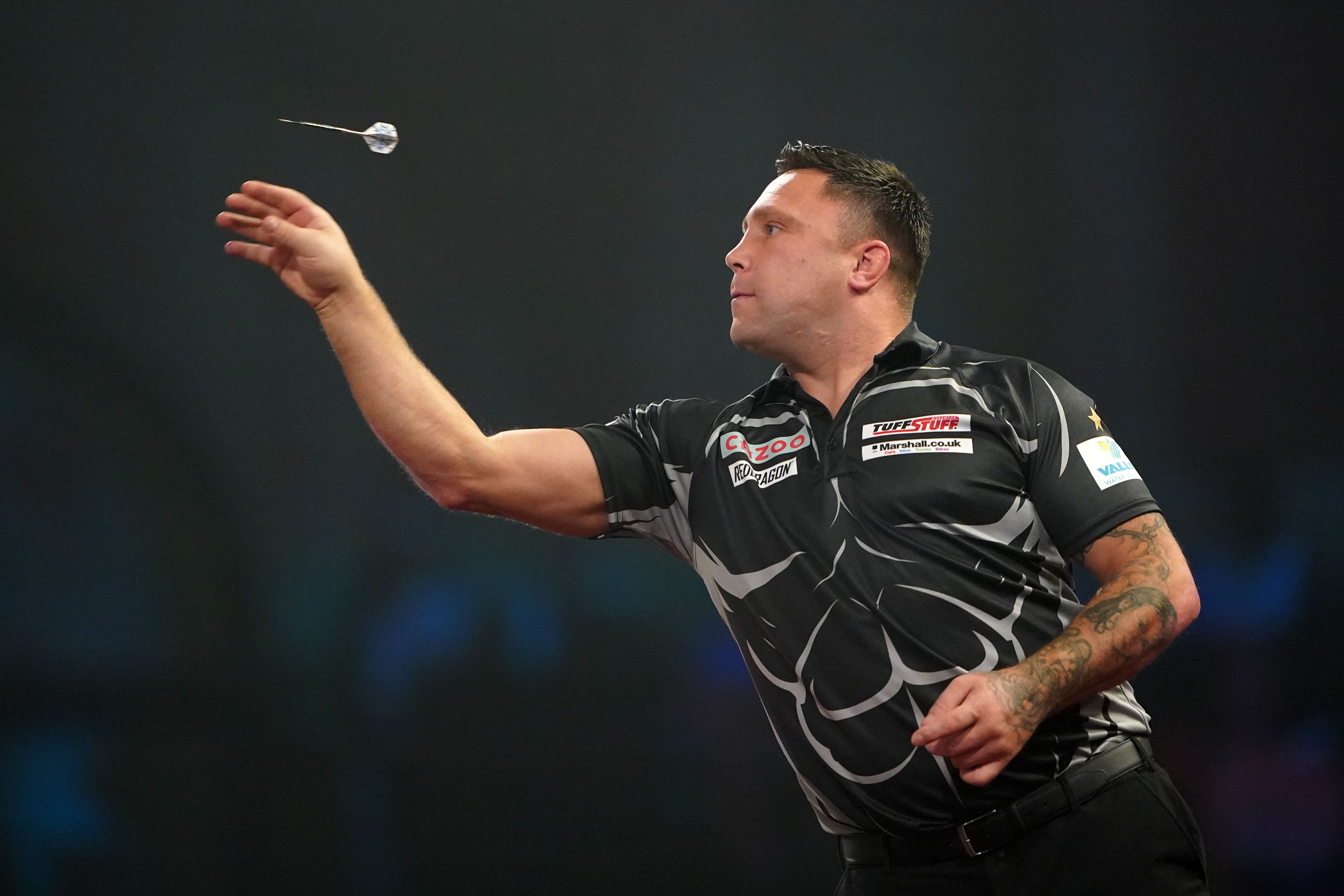 Gerwyn Price beat Dirk van Duijvenbode 8-7 in Leverkusen (Zac Goodwin/PA)