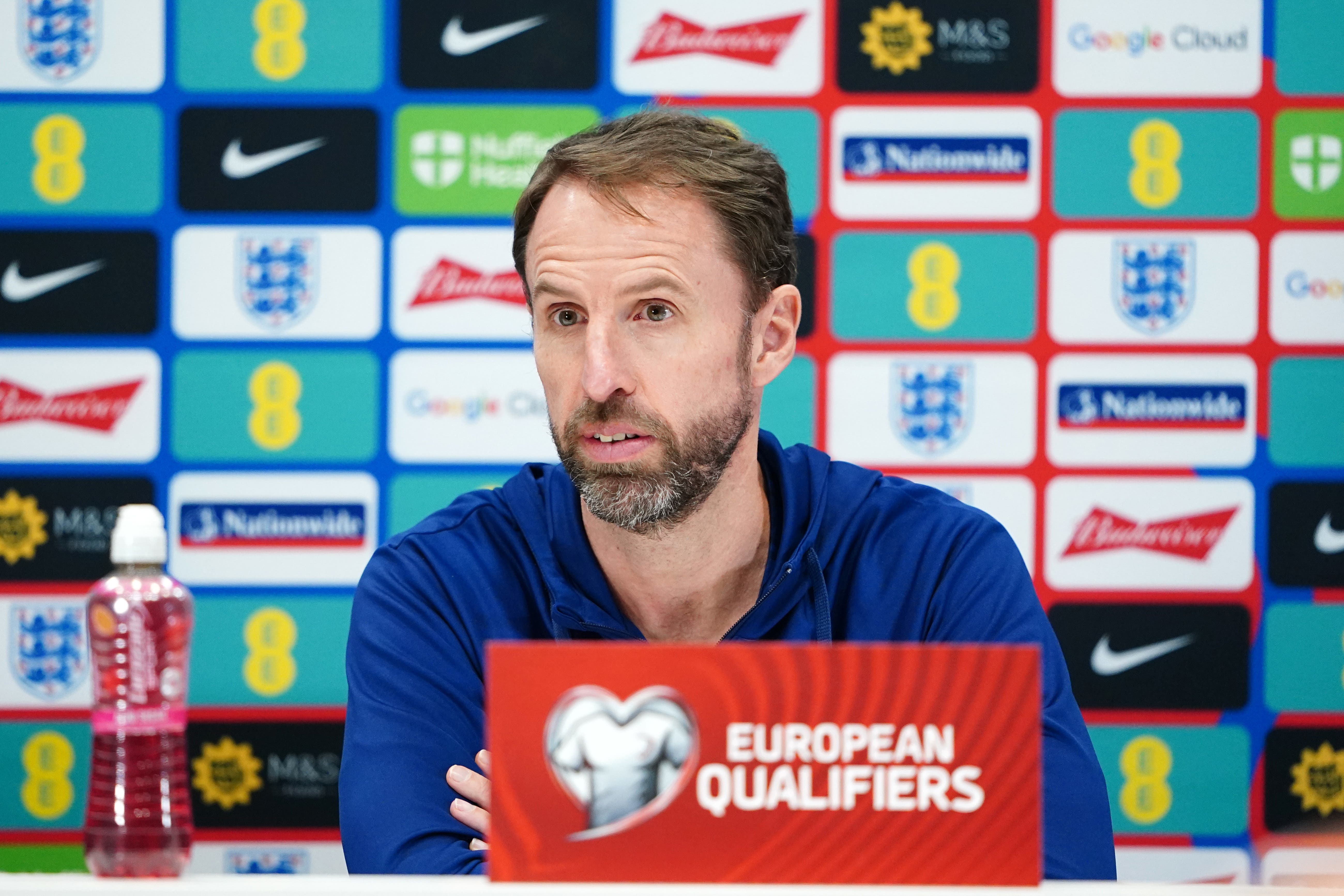 England’s manager Gareth Southgate has warned his side to think the hard work is done in qualifying (Zac Goodwin/PA)