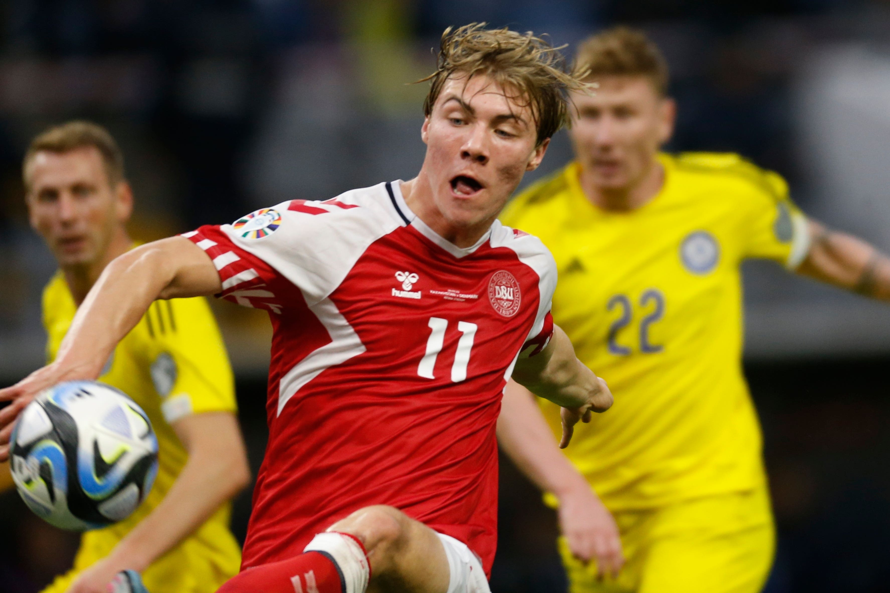 Denmark’s Rasmus Hojlund (AP)