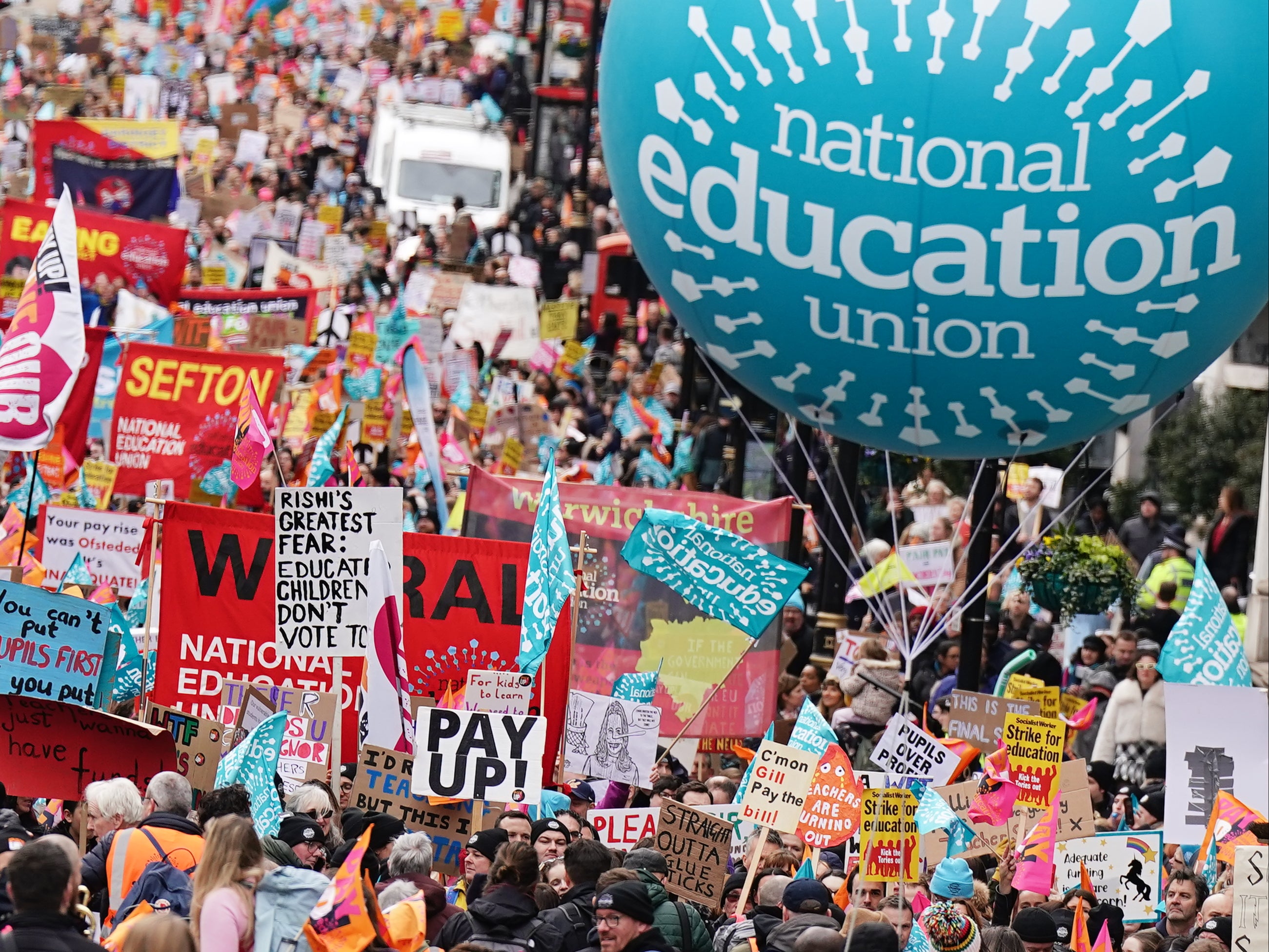 Striking members of the National Education Union (NEU)