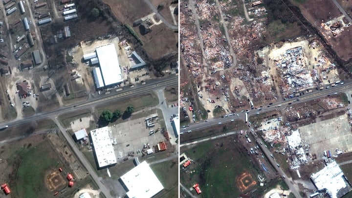 Satellite images of the destruction in Mississippi