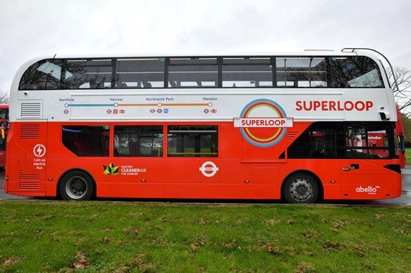 Circle line: a London bus branded with the Superloop logo