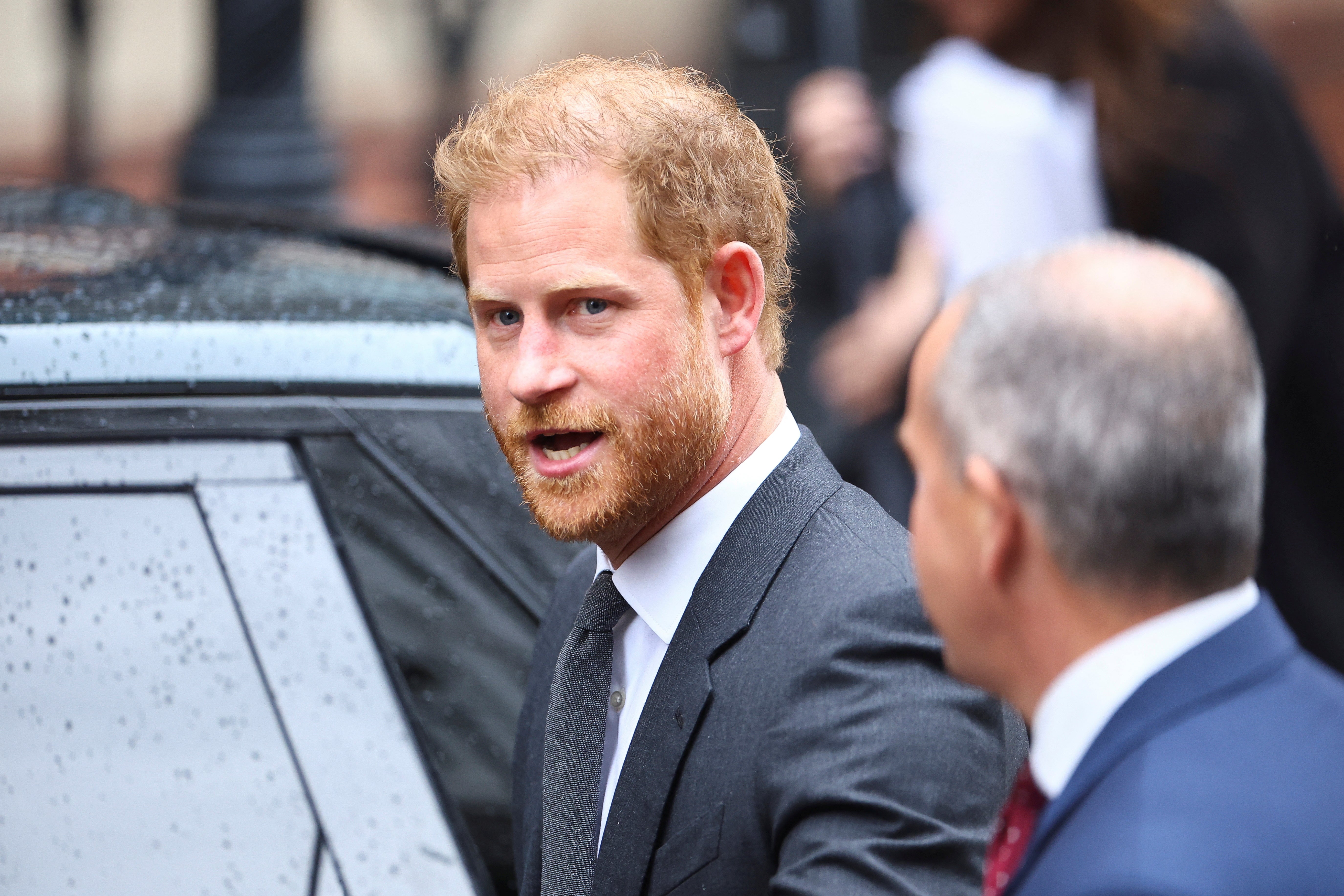 Prince Harry leaving court on day two of the hearing