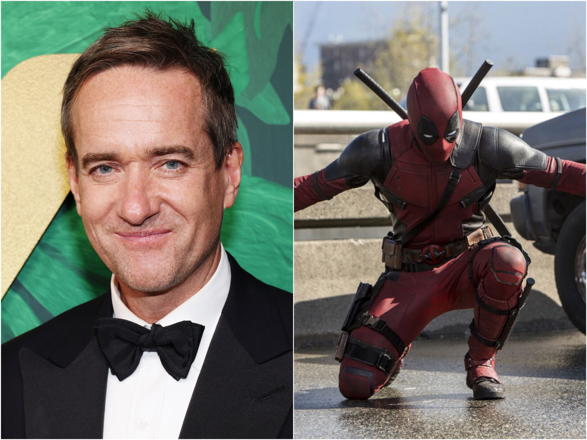 Matthew Macfadyen (left) and Ryan Reynolds as Deadpool