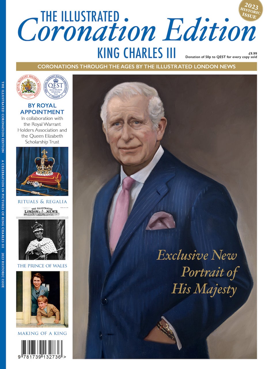 Portrait of King Charles III by Alastair Barford (c) Illustrated London News. The Illustrated Coronation Edition is published by Illustrated London News and is on sale though leading supermarkets and WH Smith from 30 March