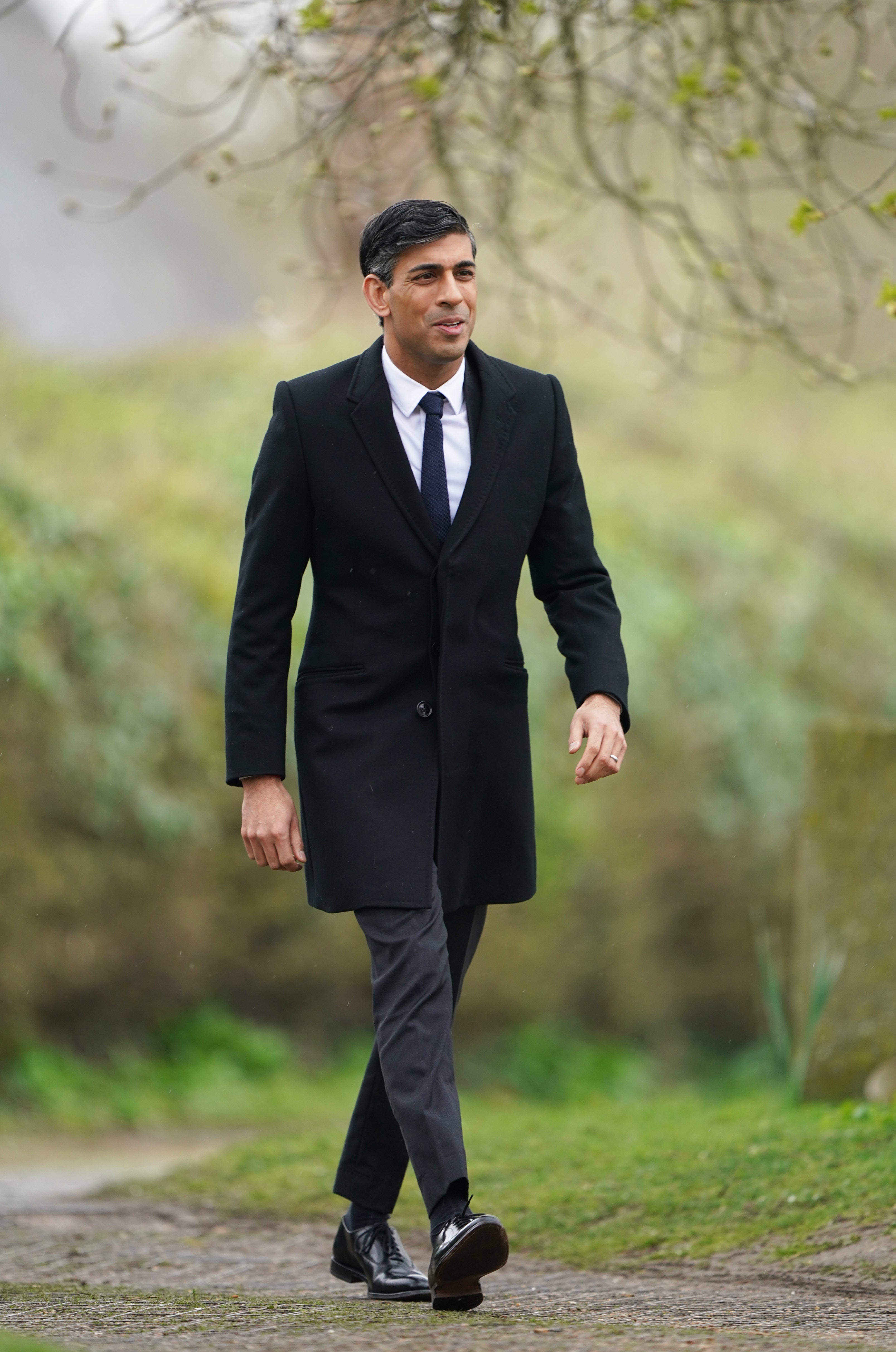 Rishi Sunak arriving at St George’s Church in the village of Thriplow