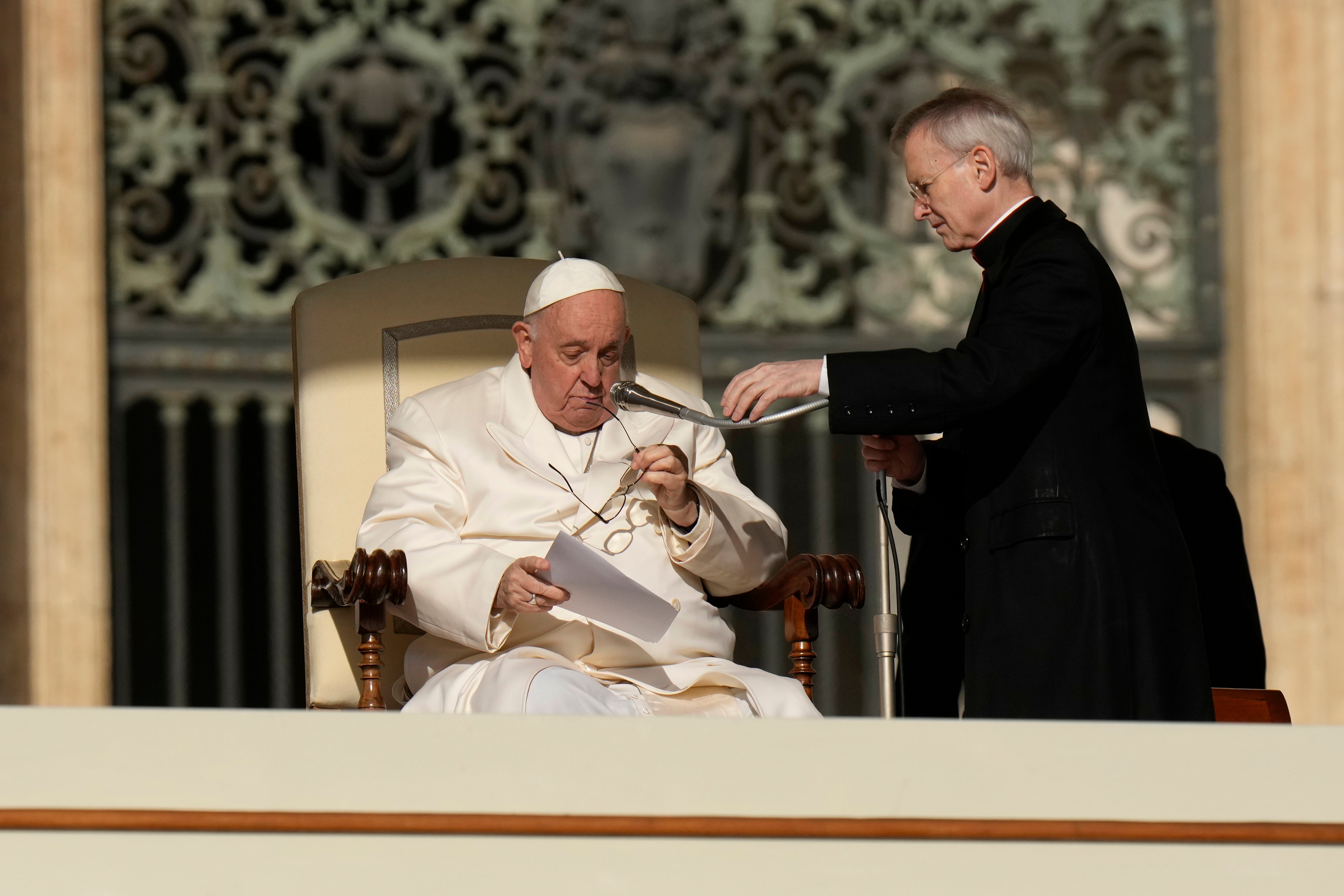 Pope Francis holds his weekly general audience in St. Peter's Square, at the Vatican, Wednesday, March 29, 2023