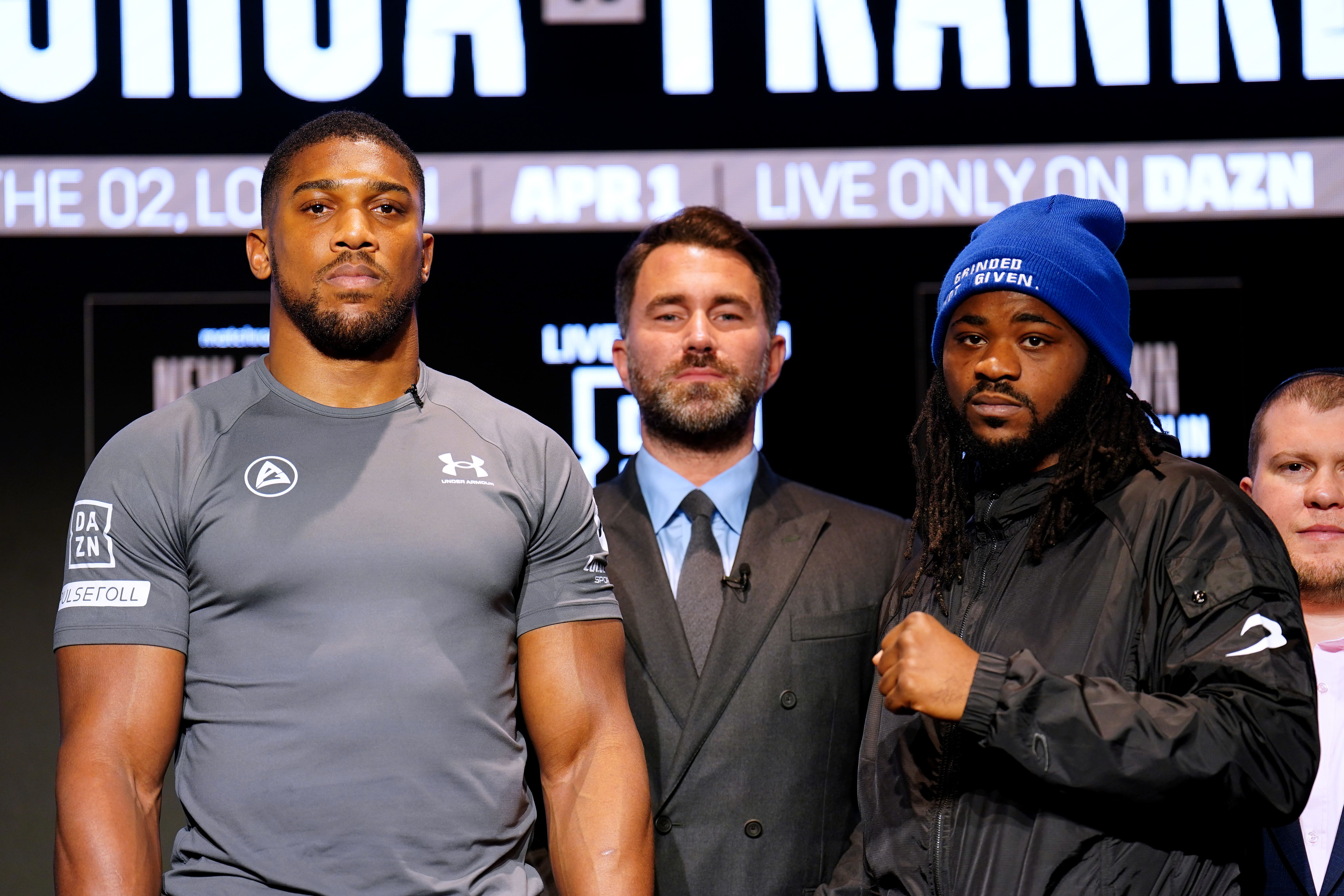 Anthony Joshua (left) and opponent Jermaine Franklin at a press conference on Wednesday (Zac Goodwin/PA)