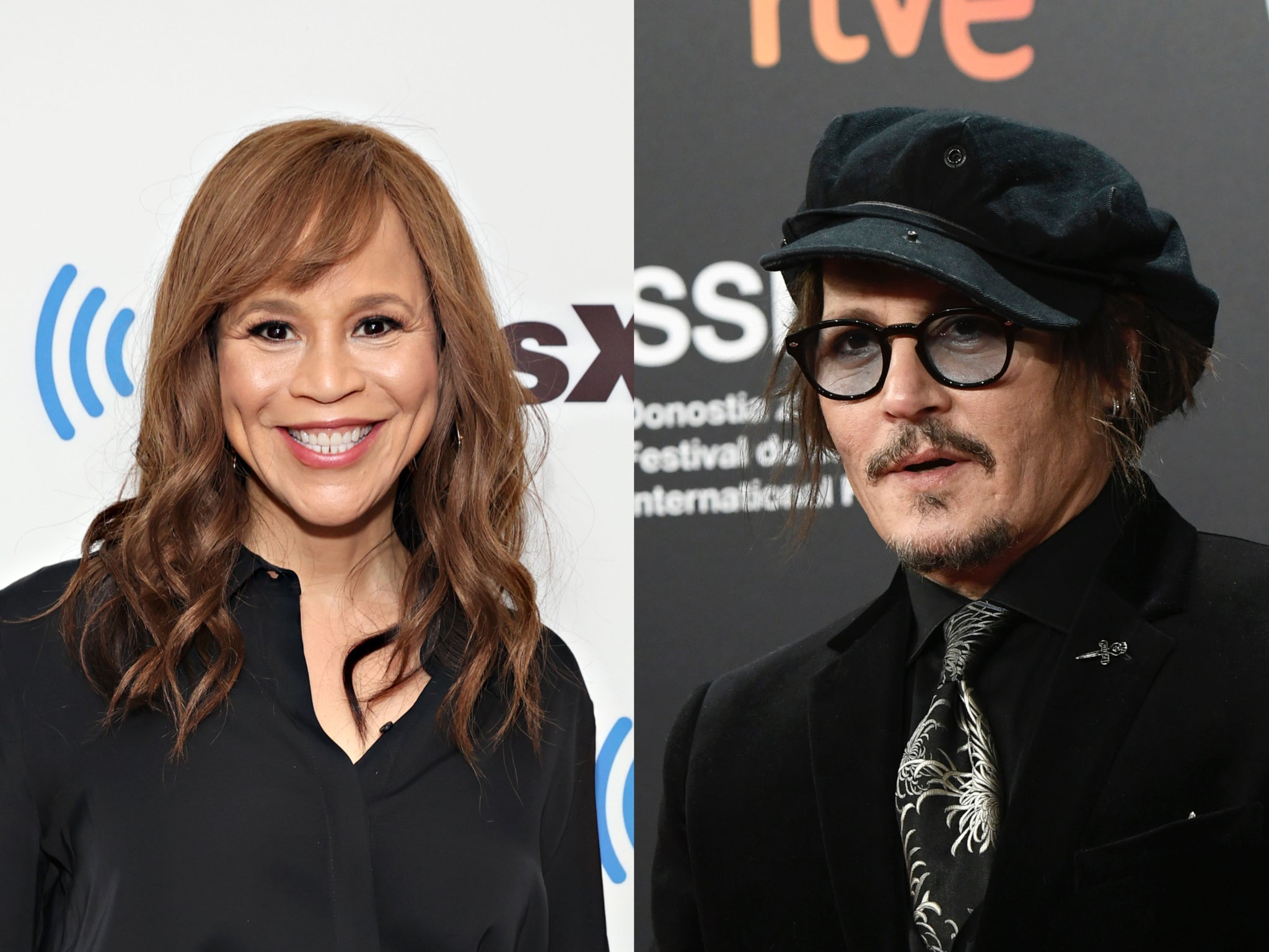 Rosie Perez and Johnny Depp