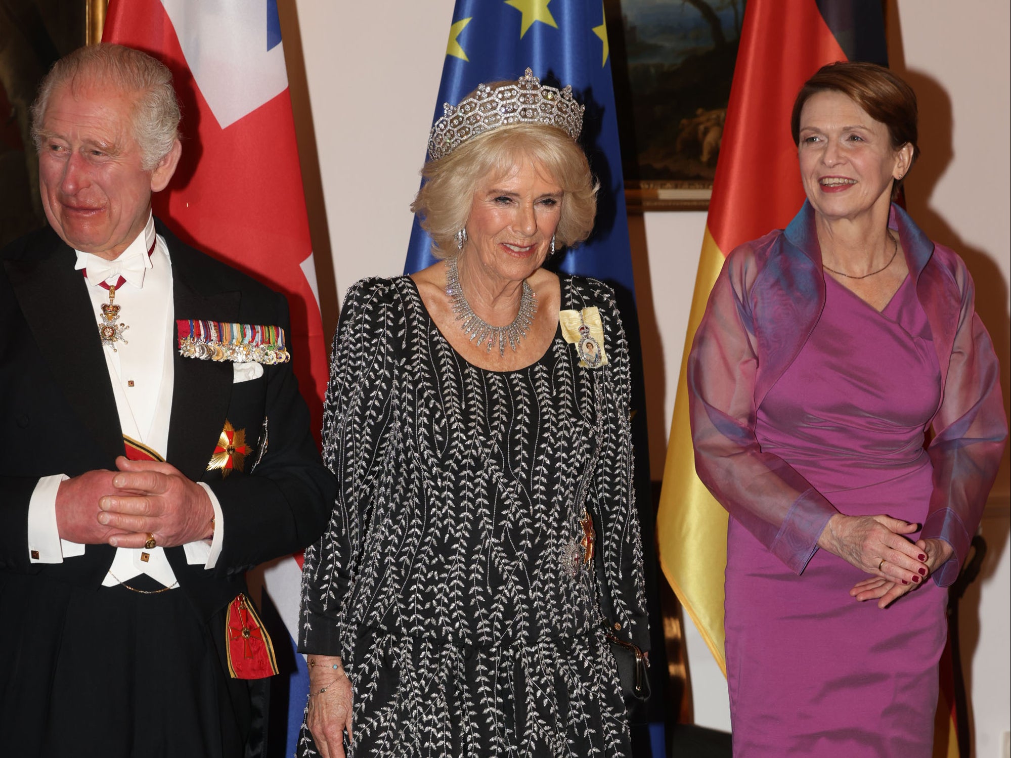 Charles and Camilla pictured with German President Frank-Walter Steinmeier’s wife, Elke Buedenbender