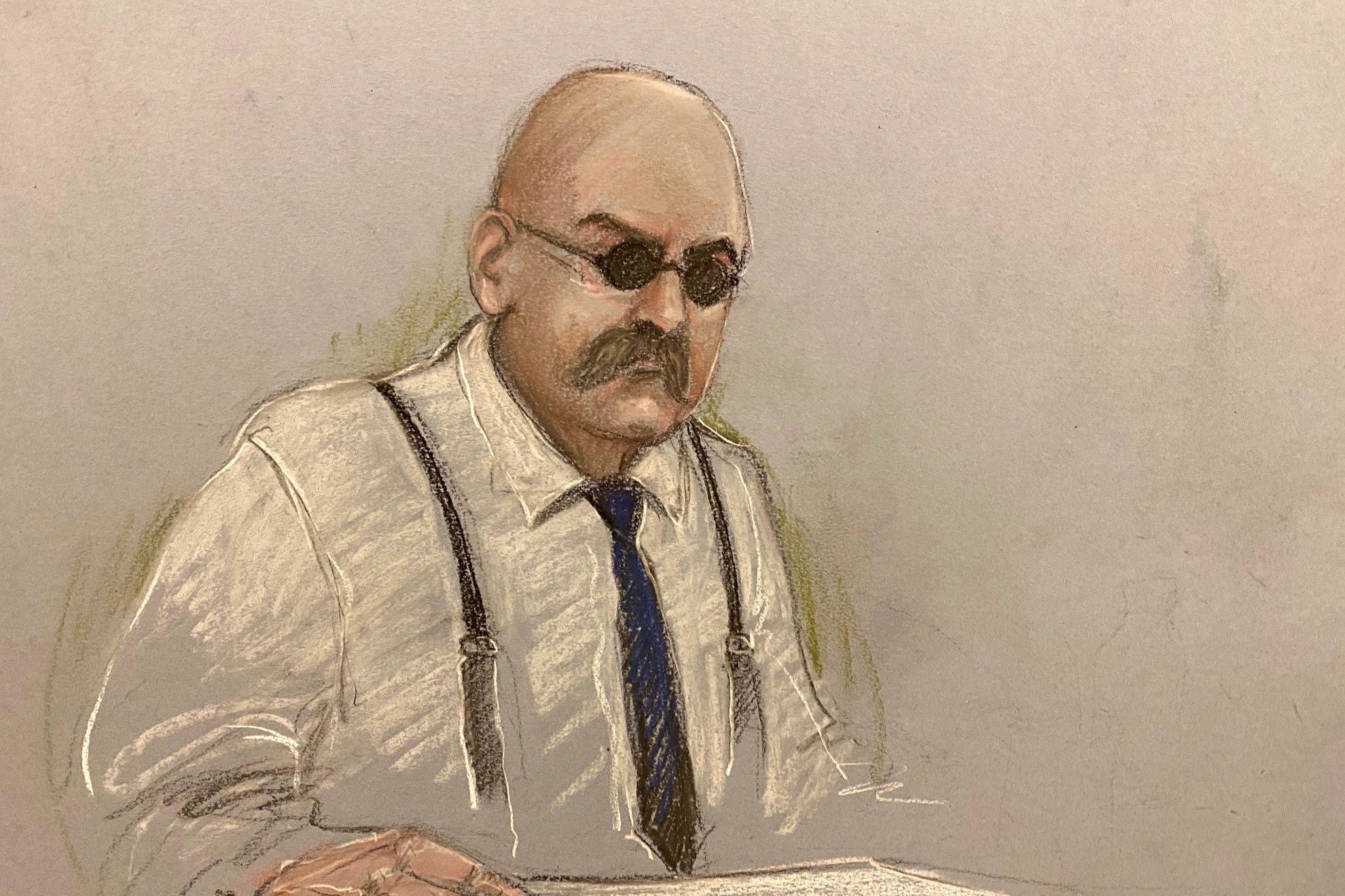 Bronson skected by an artist during his parole hearing