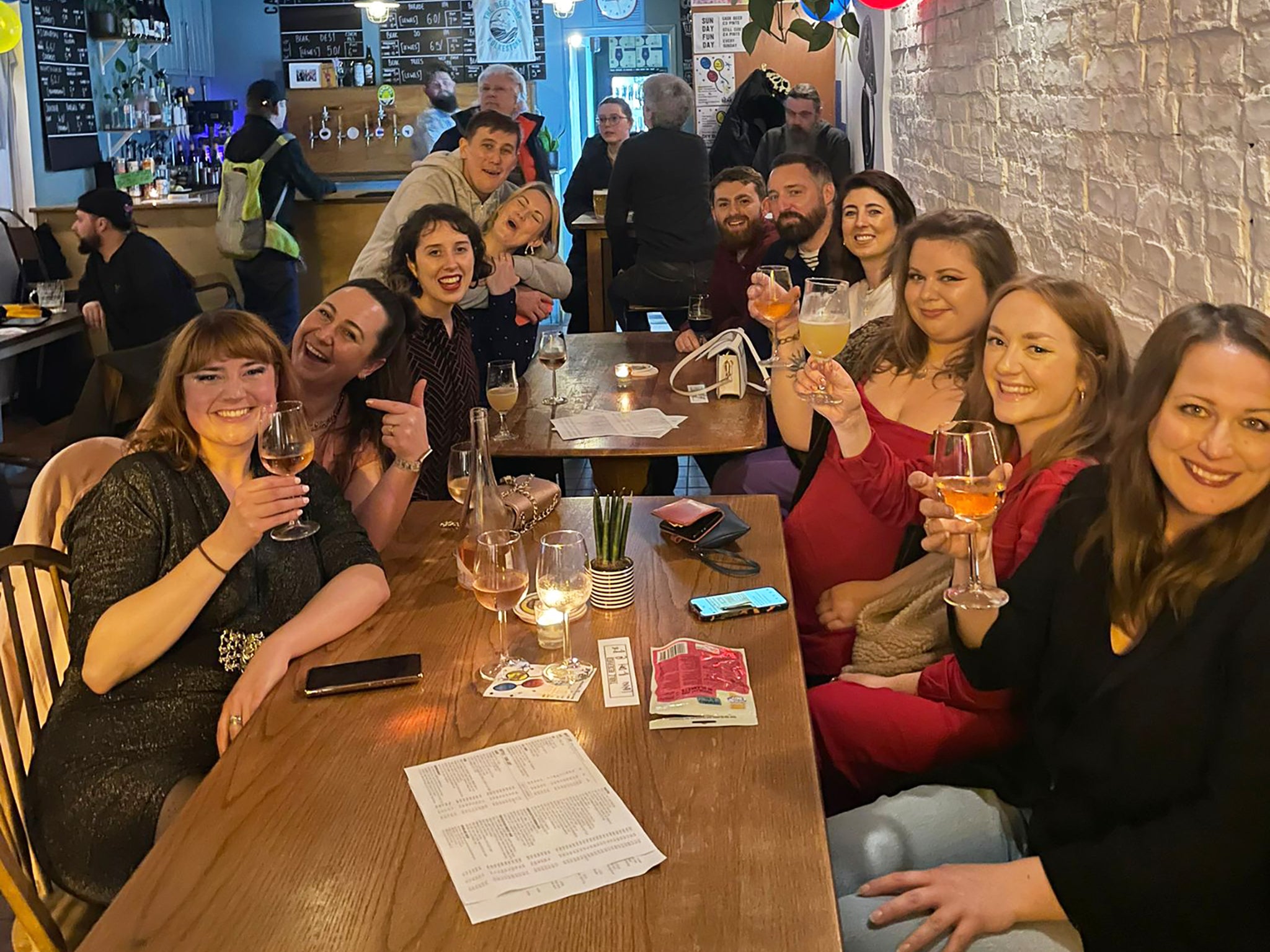 Helen Coffey (far left) with her new friends in Folkestone