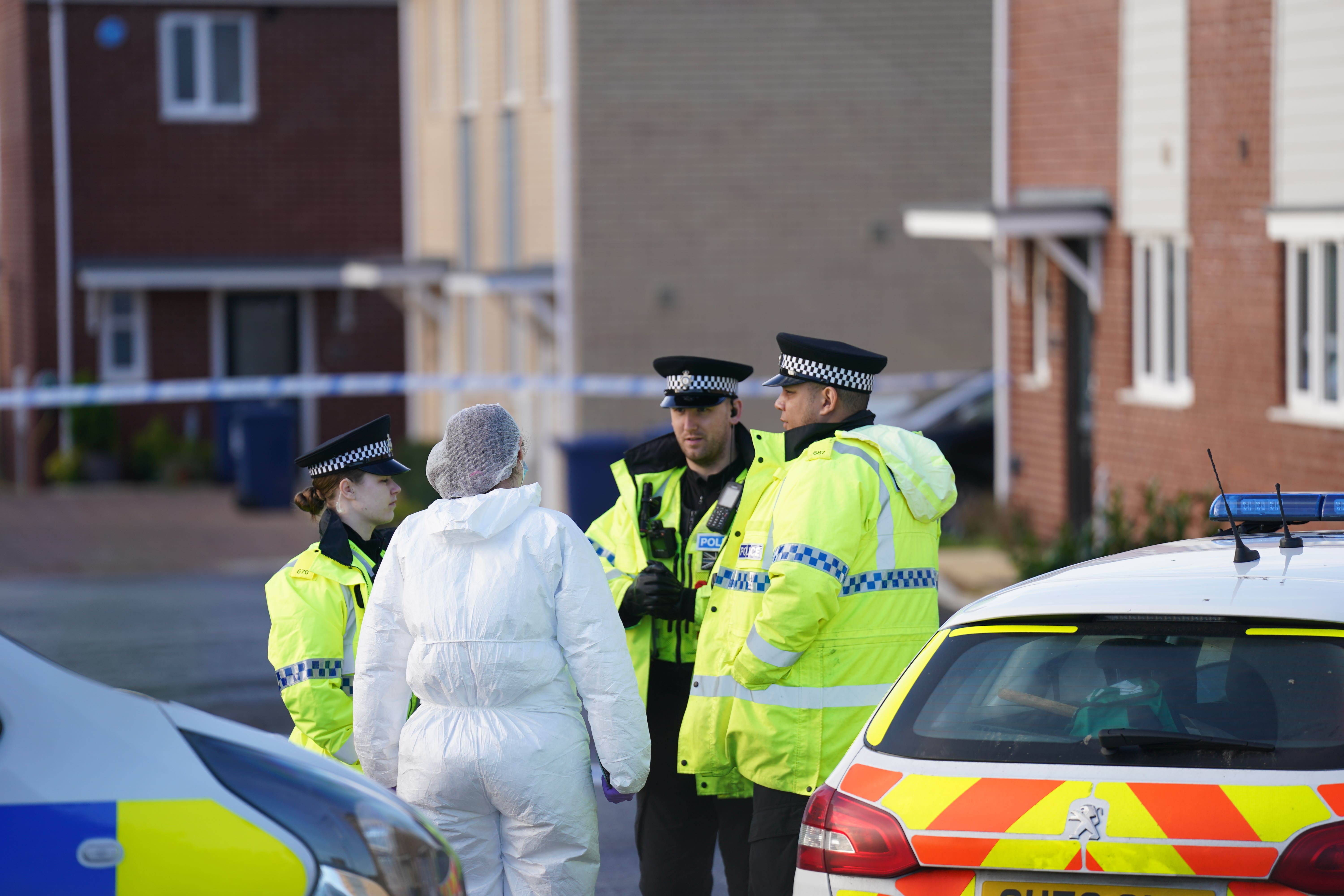 Police and forensics at the scene in Meridian Close, Bluntisham (PA)