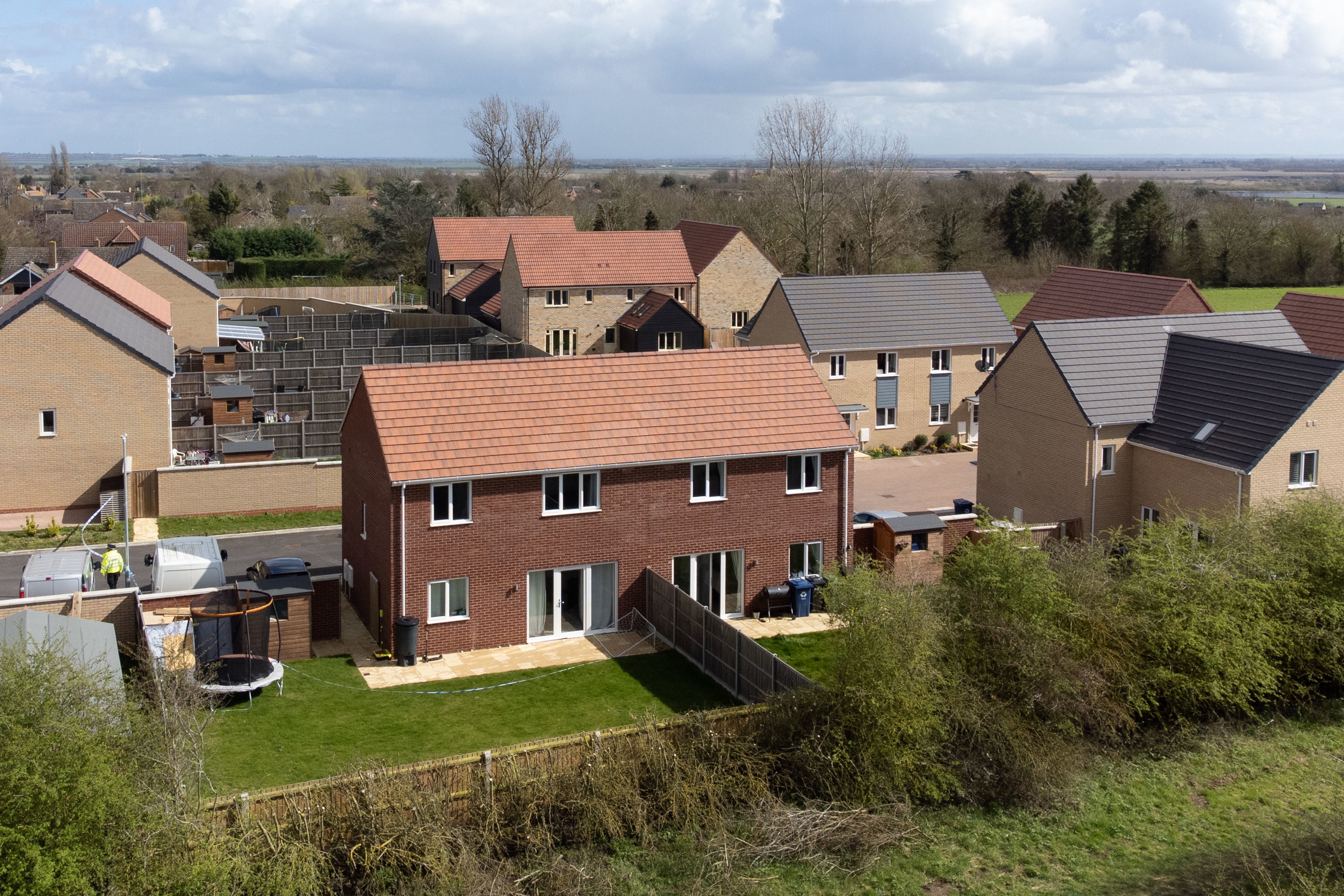 The scene in Meridian Close, Bluntisham, Cambridgeshire