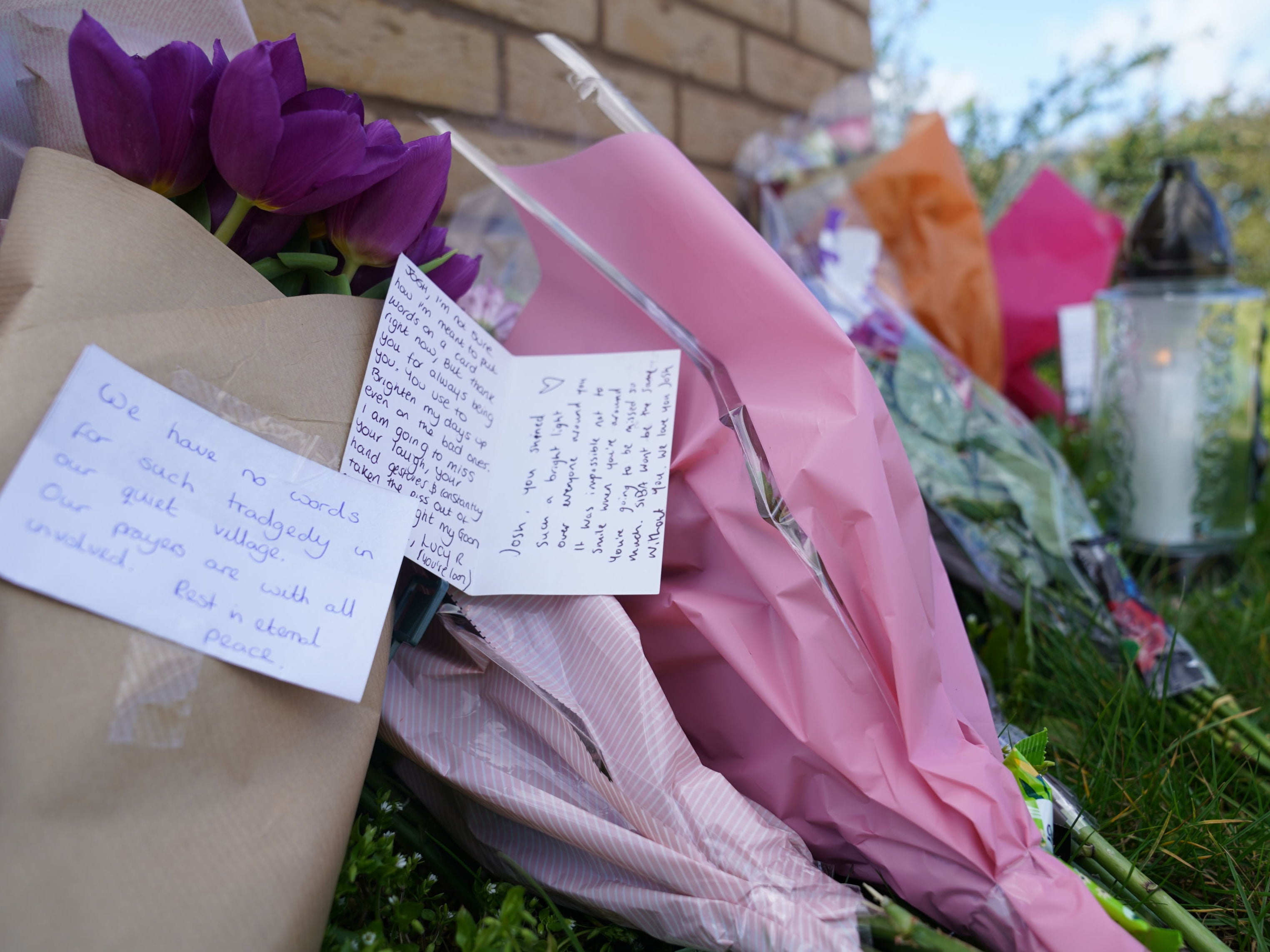 Flowers left at Meridian Close, Bluntisham