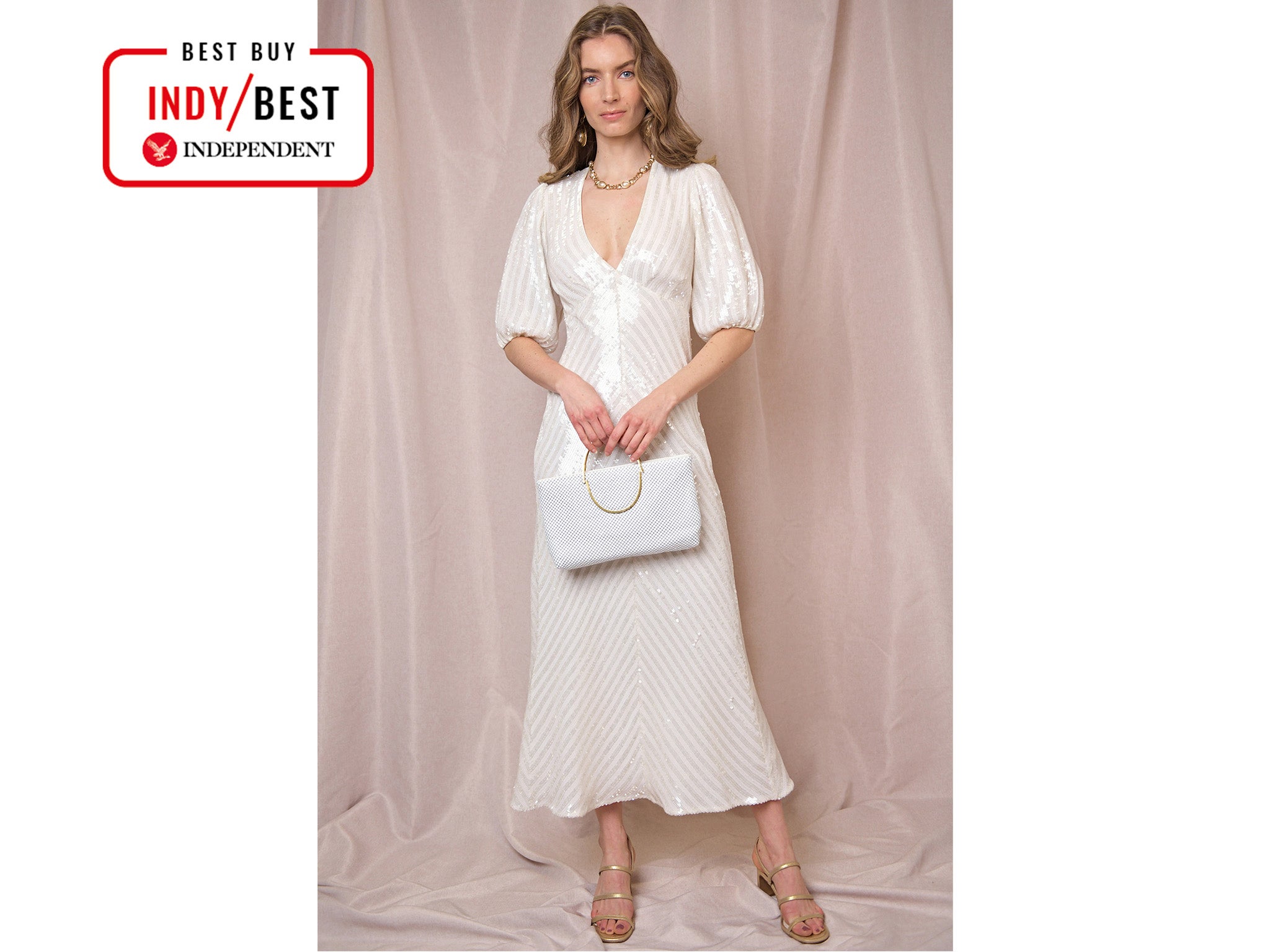 Rixo Steph ivory sequin dress