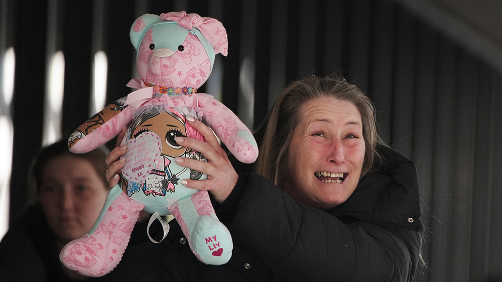 Cheryl Korbel, mother of nine-year-old Olivia Pratt-Korbel outside Manchester Crown Court after Thomas Cashman was found guilty of murdering her daughter