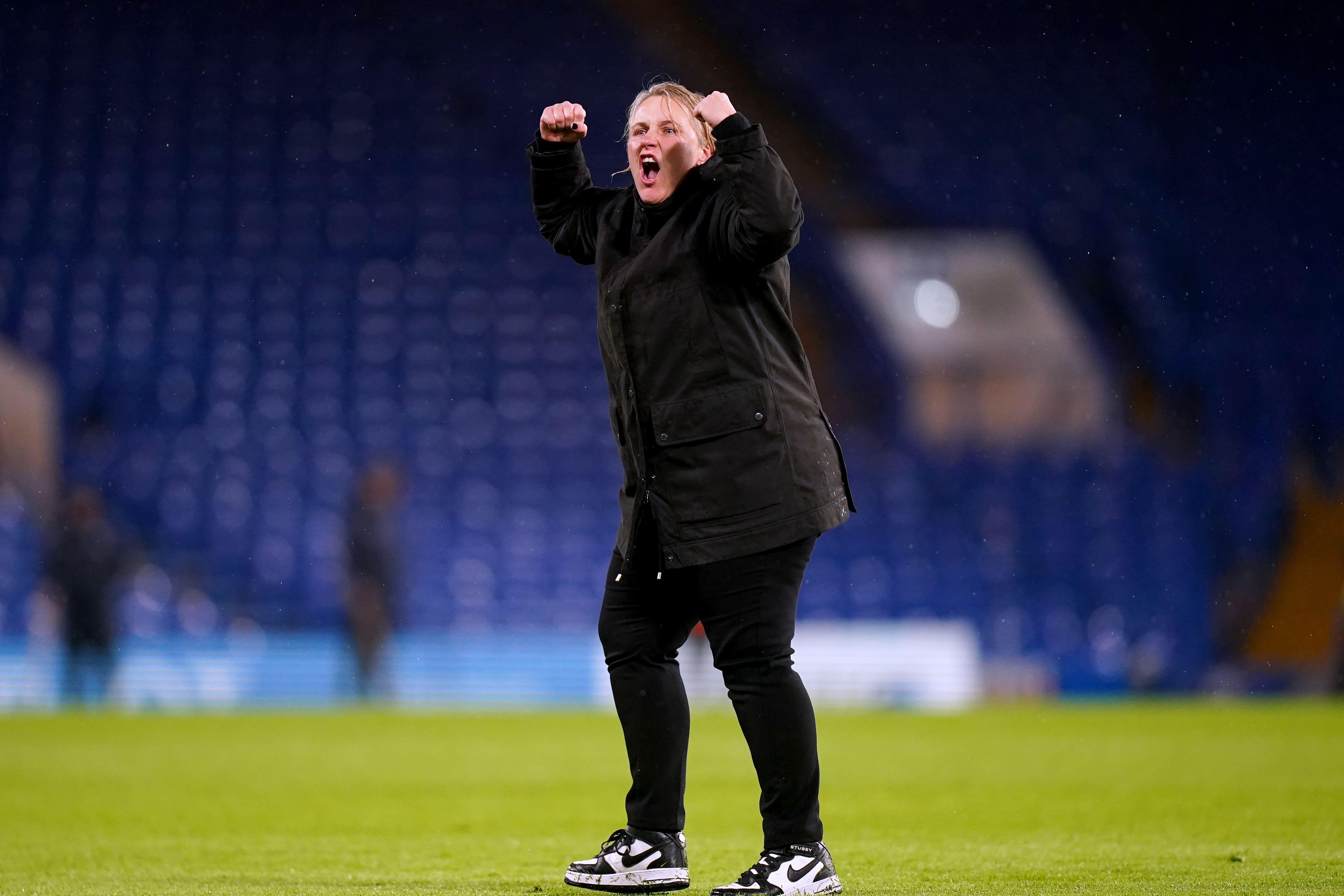 Emma Hayes was exhausted after watching Chelsea advance to the Champions League semi-finals (Adam Davy/PA)