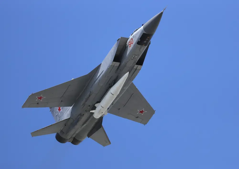 Kinzhals are typically carried by MiG-31K fighter jets