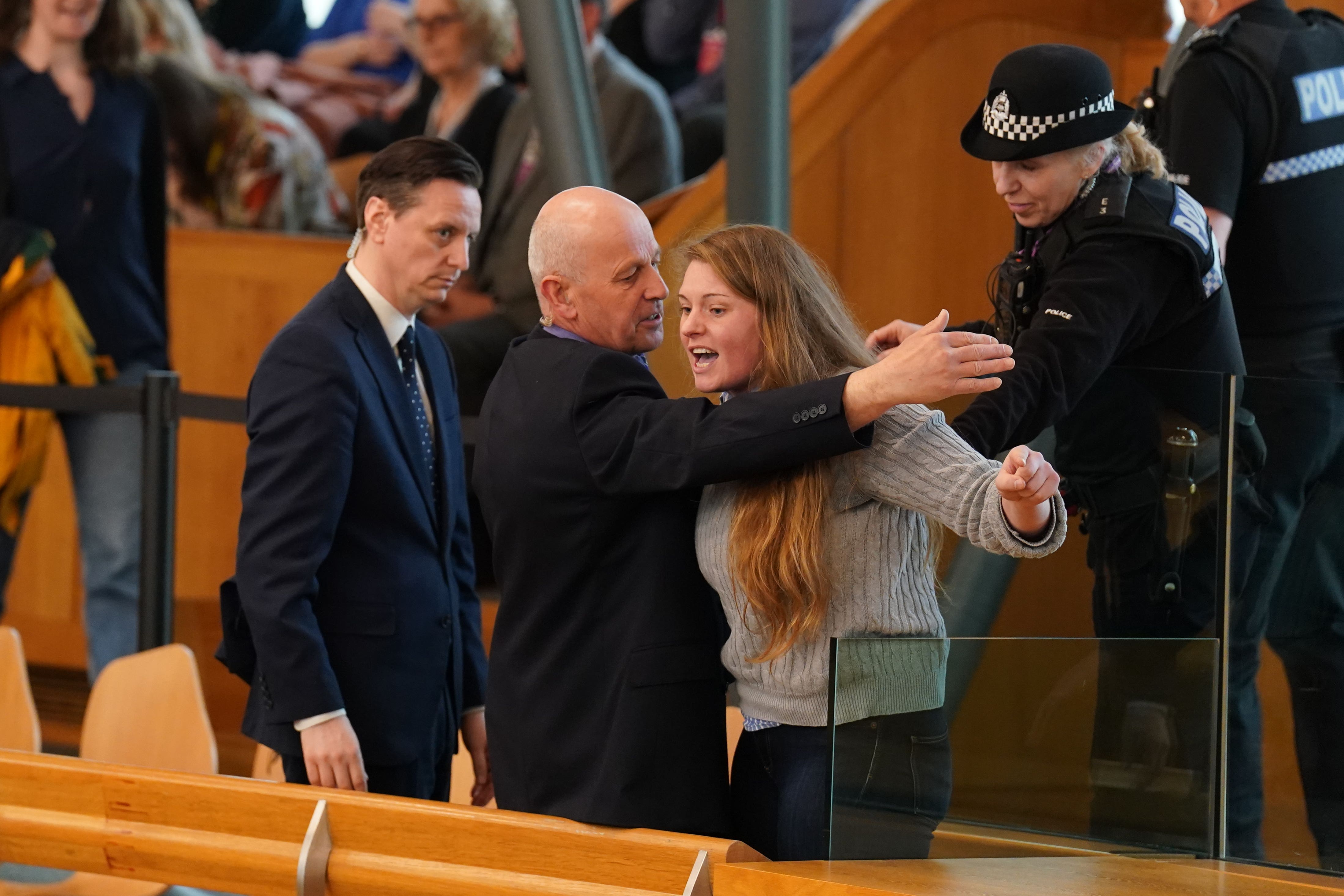 A number of protesters have interrupted First Minister’s Questions in recent months (Andrew Milligan/PA)