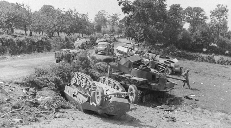 Destroyed German armour at one of the Operation Cobra sites which archaeologists have been excavating