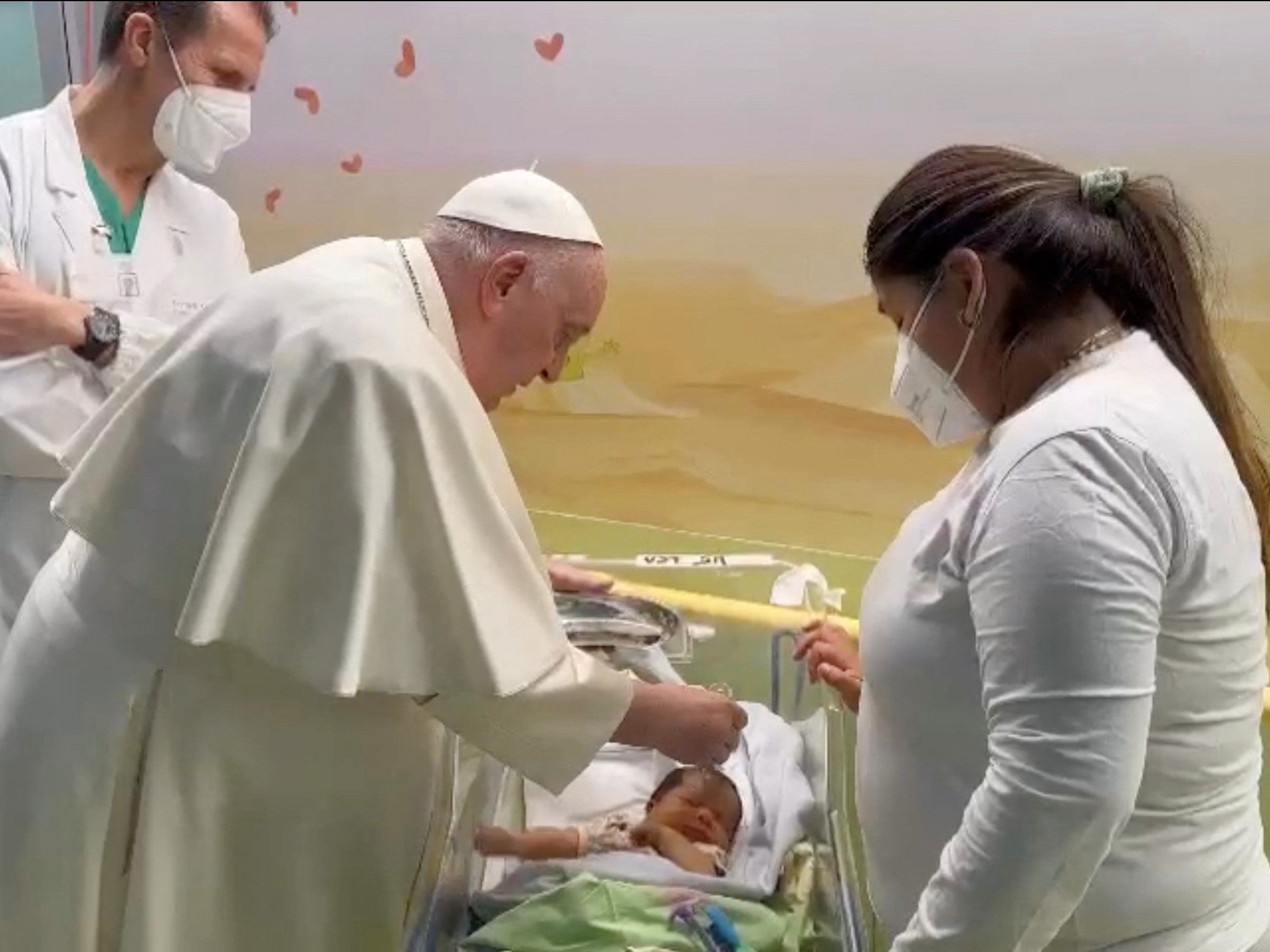 Pope Francis baptises a baby boy called Miguel Angel