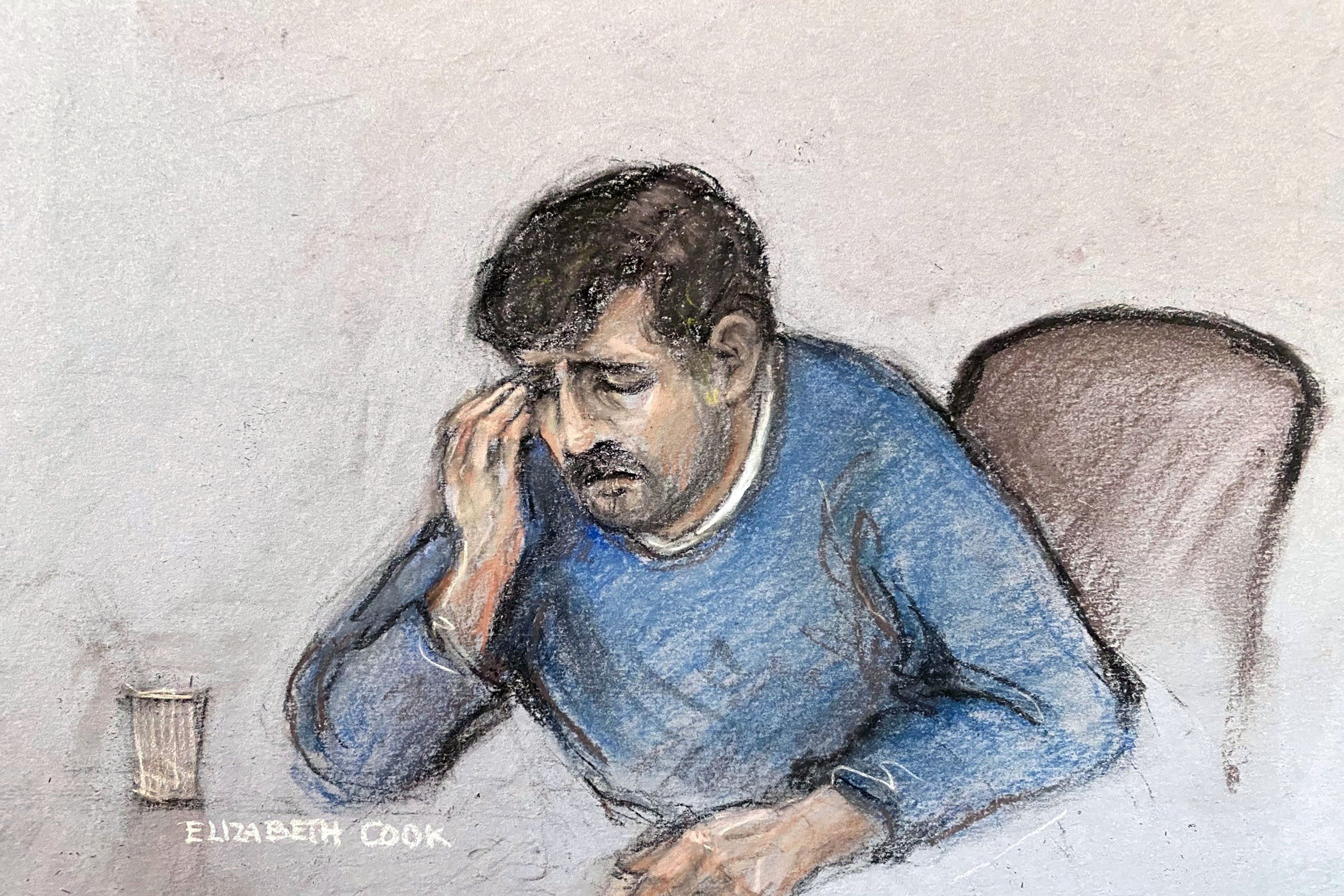 Court artist sketch of Thomas Cashman (Elizabeth Cook/PA)