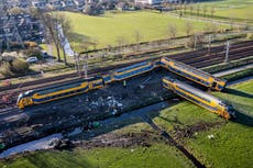 Dramatic aerial pictures of Netherlands train derailment show scale of devastation