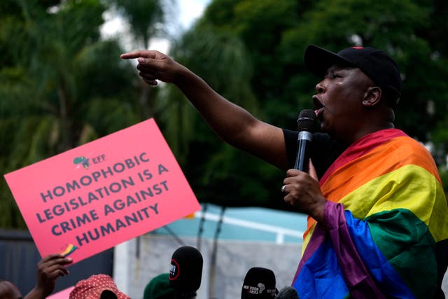 <p>In Uganda, an anti-homosexuality law passed in 2023 punishes consensual same-sex relationships with life in prison</p>
