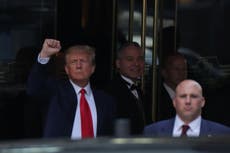 Trump indictment – live: Donald Trump under arrest after surrendering at court for historic arraignment