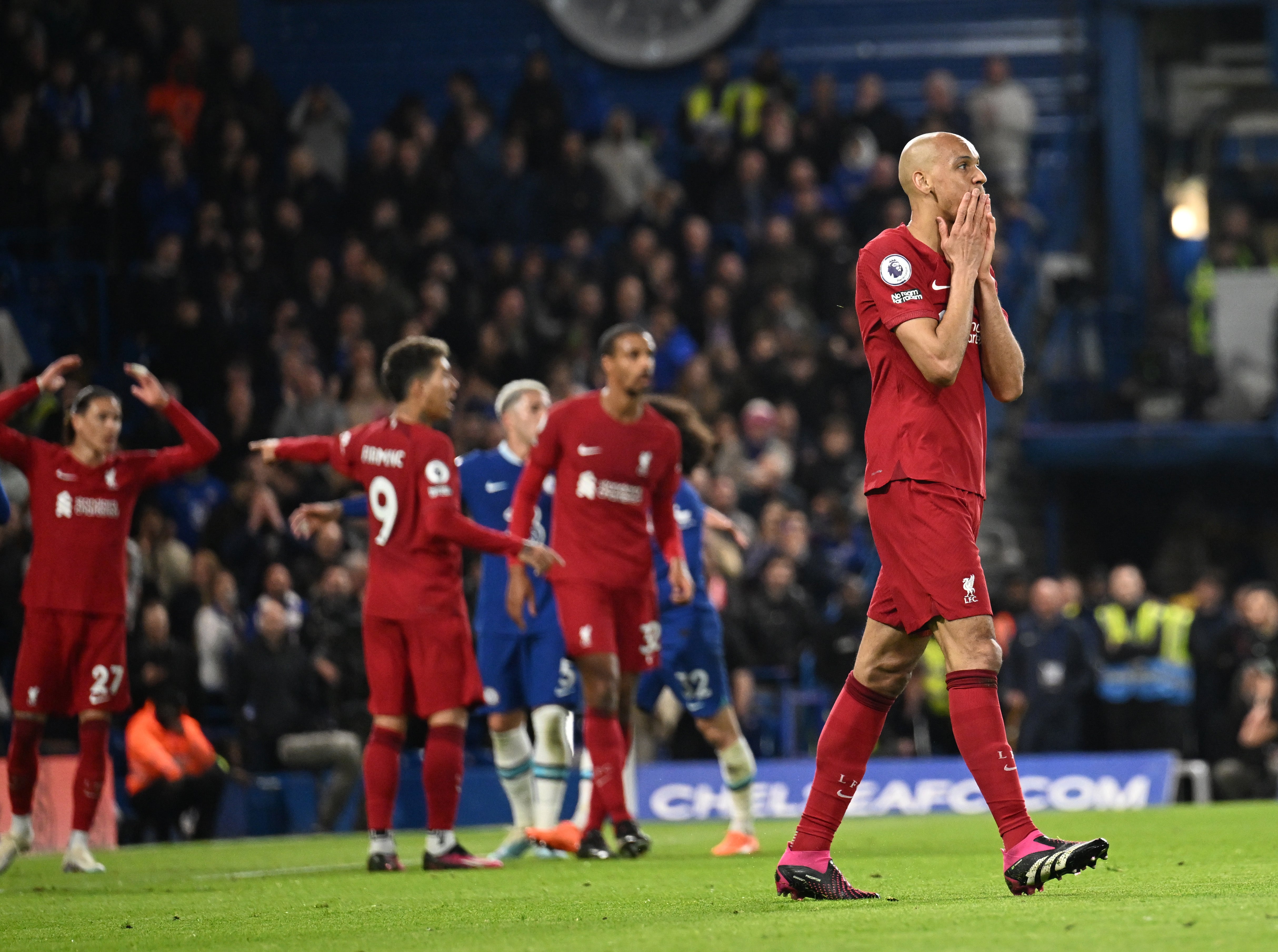 Fabinho holds his head in his hands during the stalemate