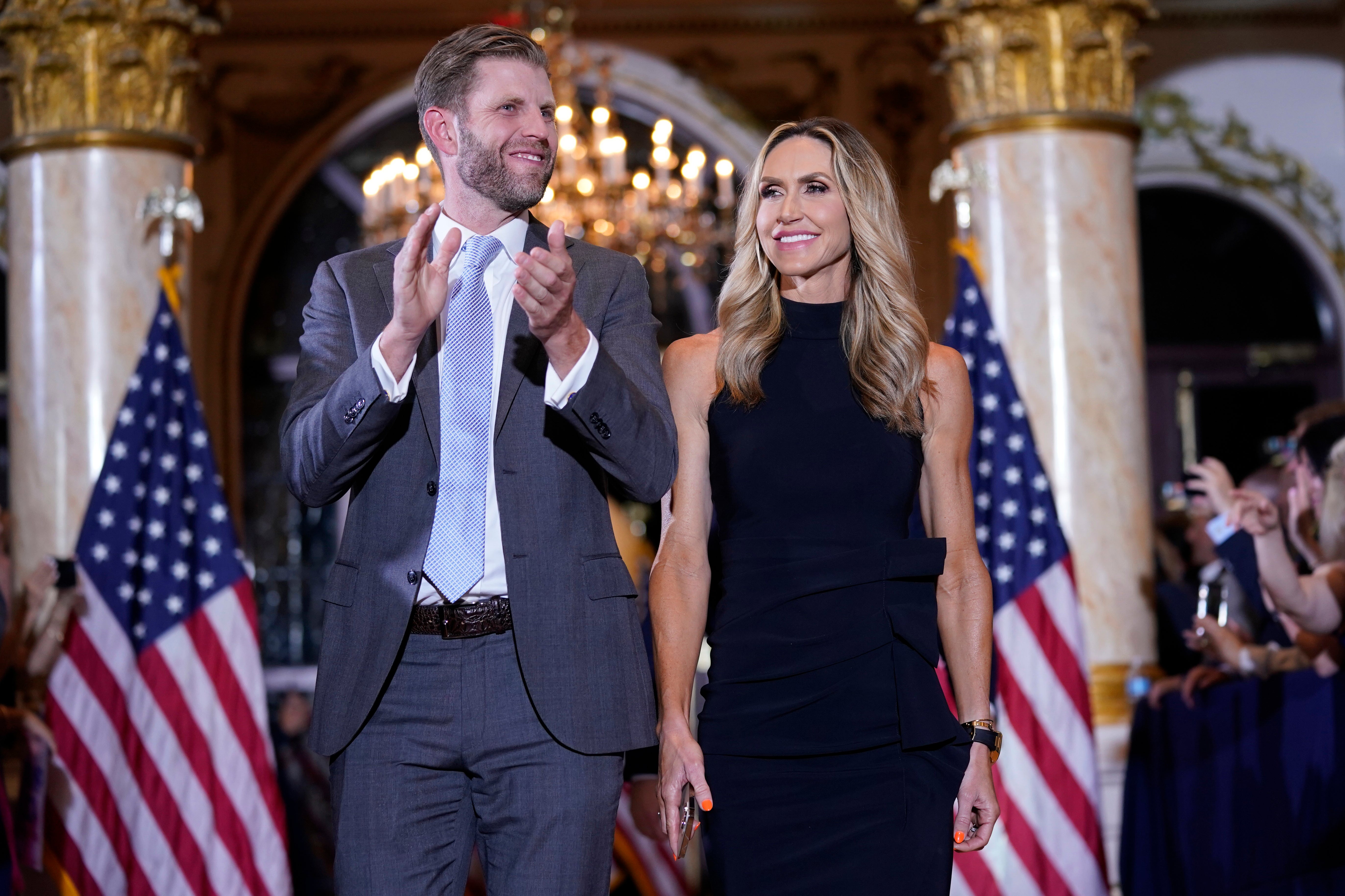 Eric and Lara Trump arrive before former his father’s speech