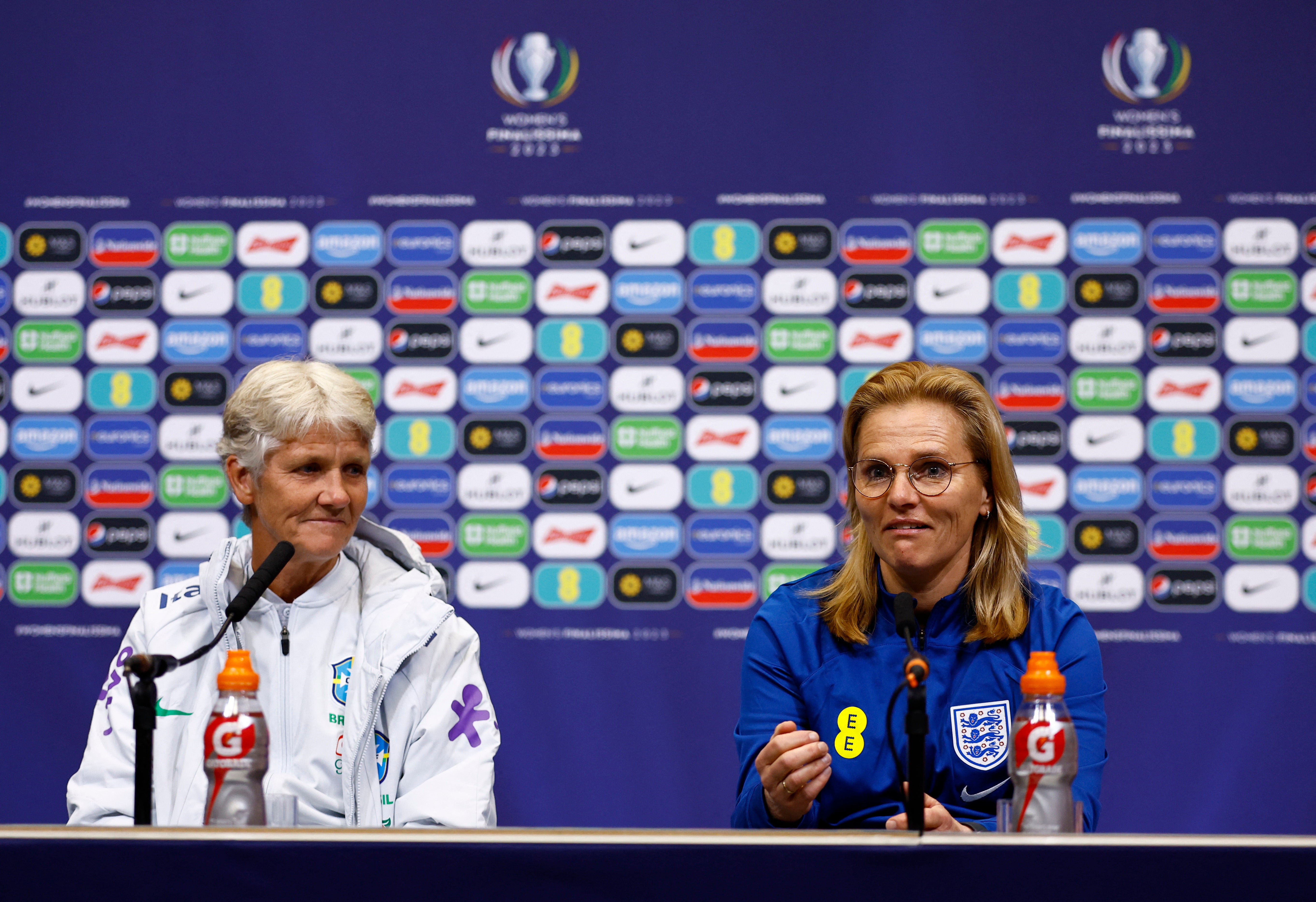 Brazil coach Pia Sundhage and England manager Sarina Wiegman