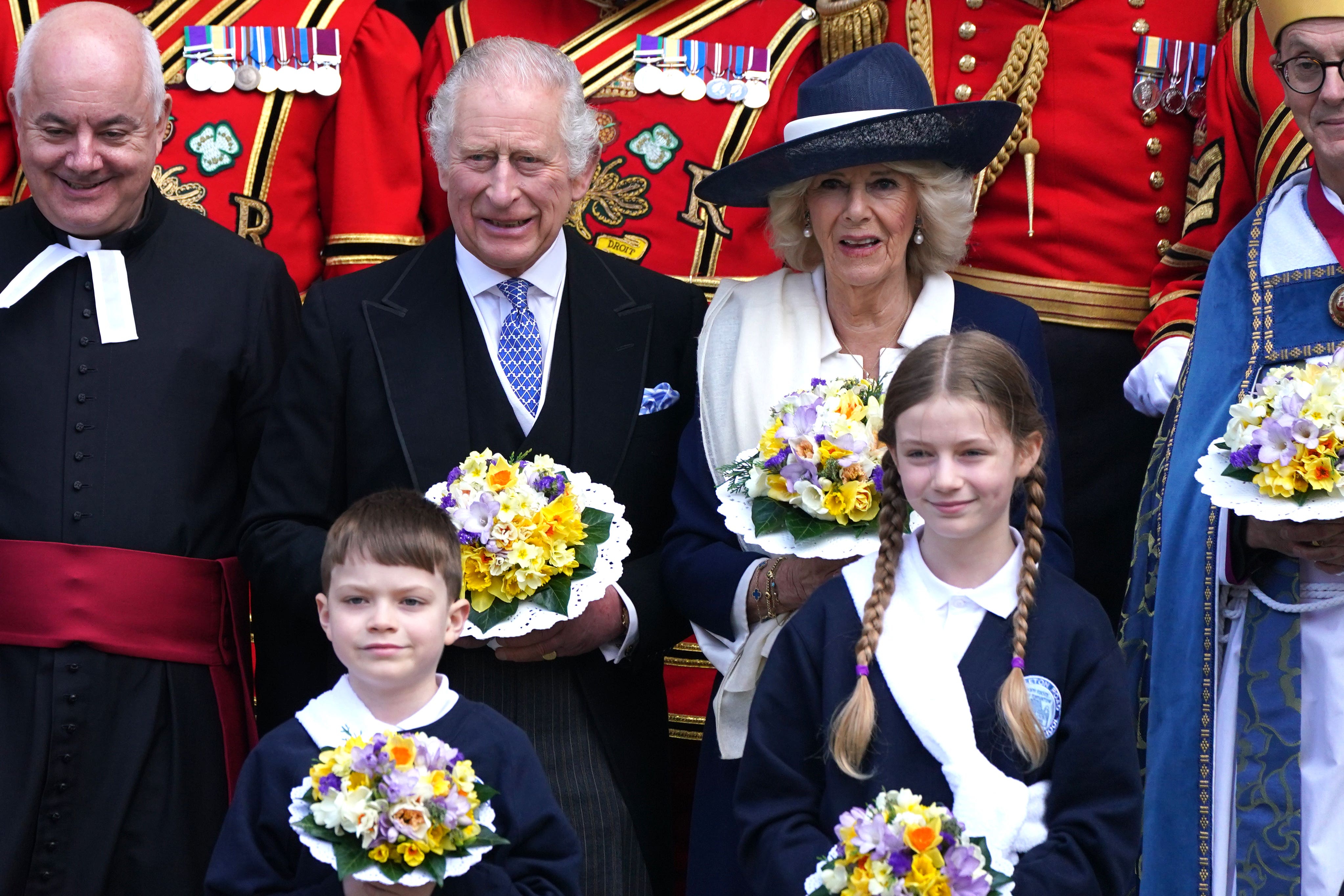 The King and Queen Consort attending the Royal Maundy service at York Minster (Owen Humphreys/PA)